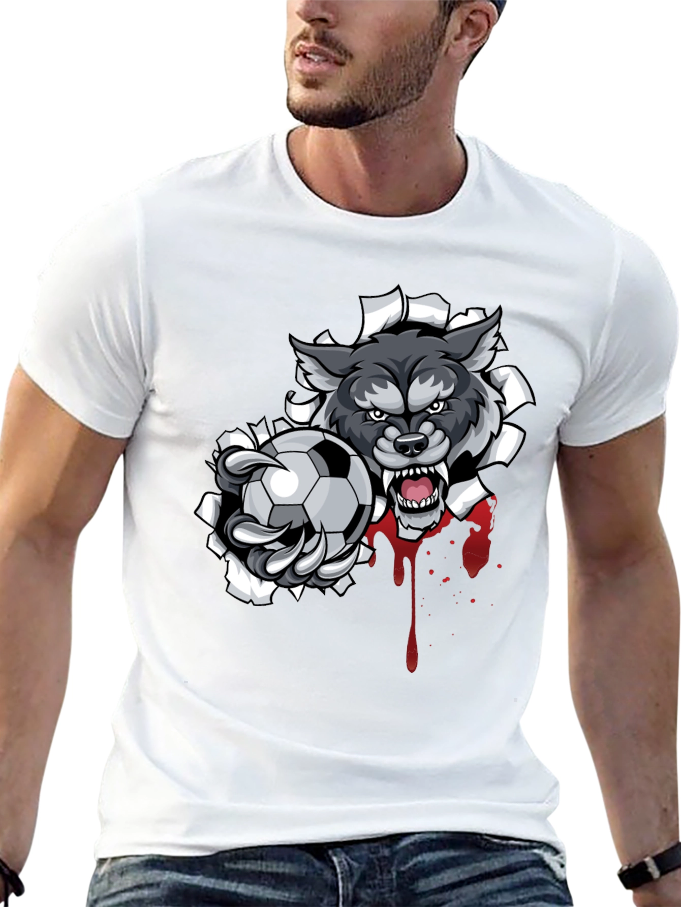 Wolf Soccer Ball Graphic T-Shirt