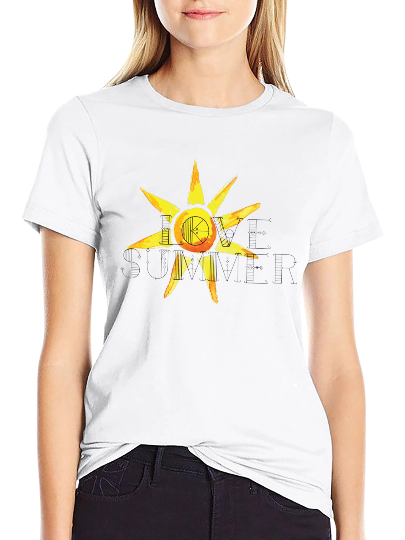 Artistic Sun Graphic Tee - Black Casual Shirt