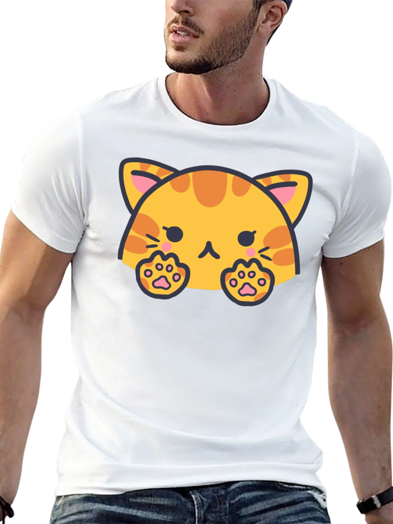 Cute Cat Graphic Tee - Black