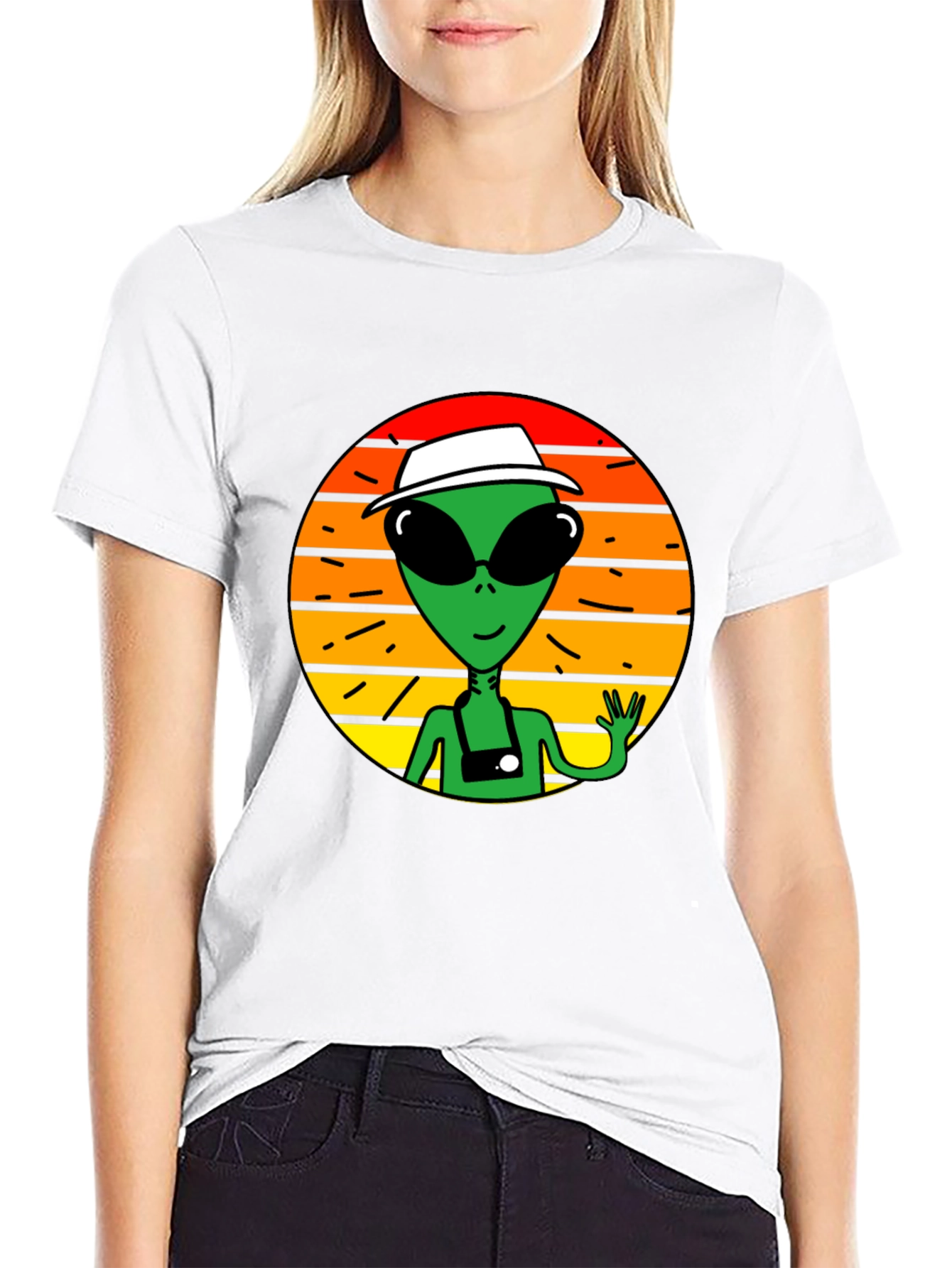 Retro Alien Graphic Tee - Space Tourist T-Shirt