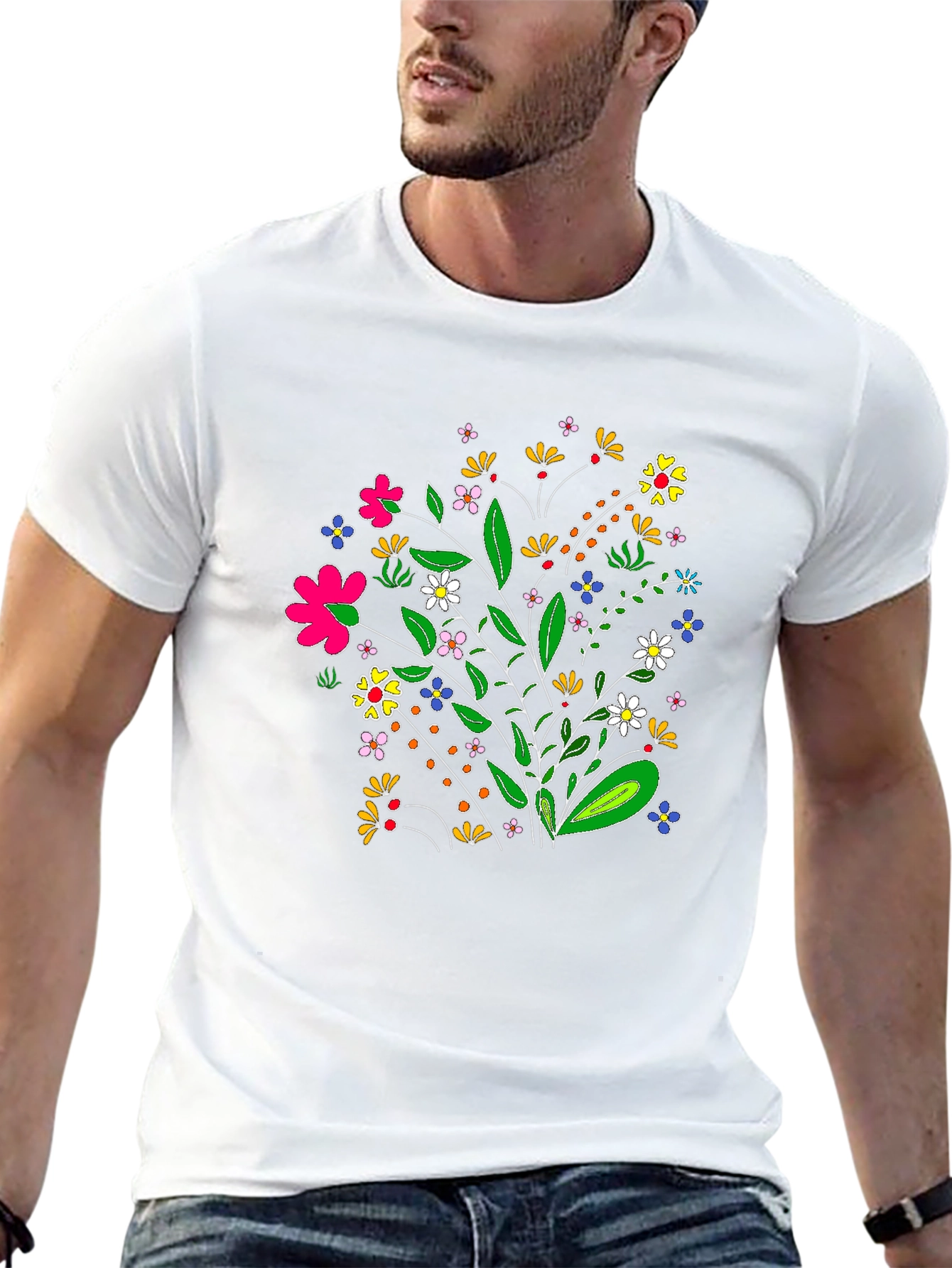 Floral Bouquet Graphic Tee - Black T-Shirt
