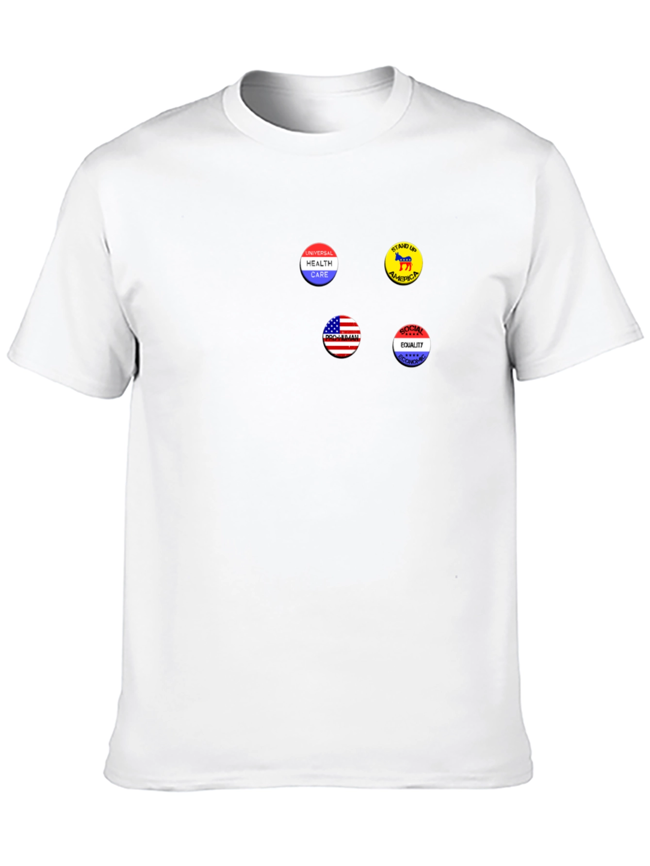 Political Statement T-Shirt with Democrat Pin Buttons