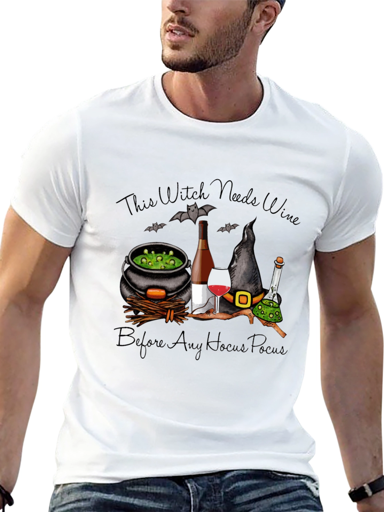 Witch Needs Wine T-Shirt - Halloween Design