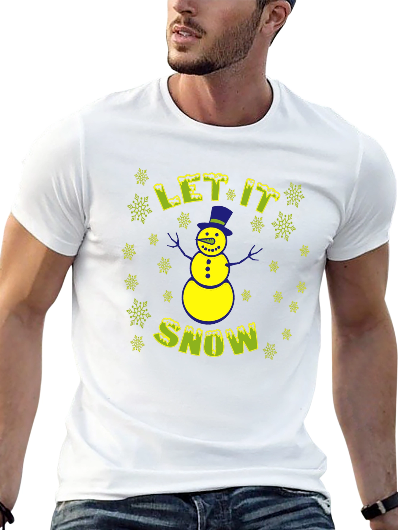 Let It Snow Mens Black Christmas T-Shirt