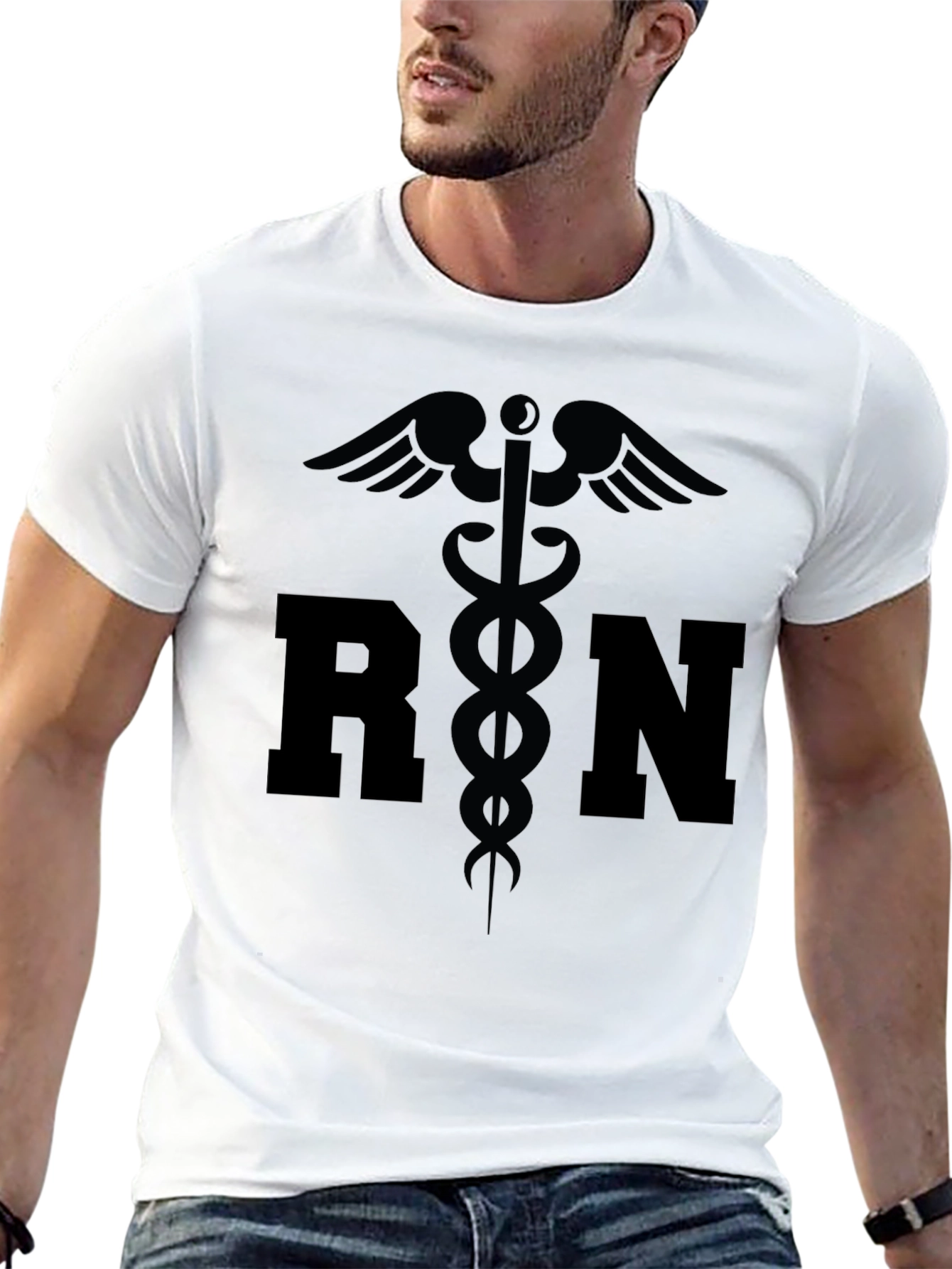 RN Caduceus Symbol Black Graphic T-Shirt
