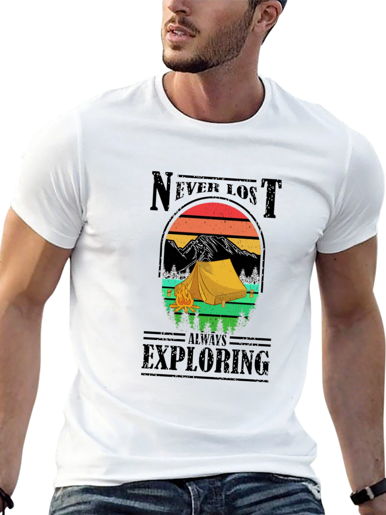 Never Lost Always Exploring Camping Graphic Tee