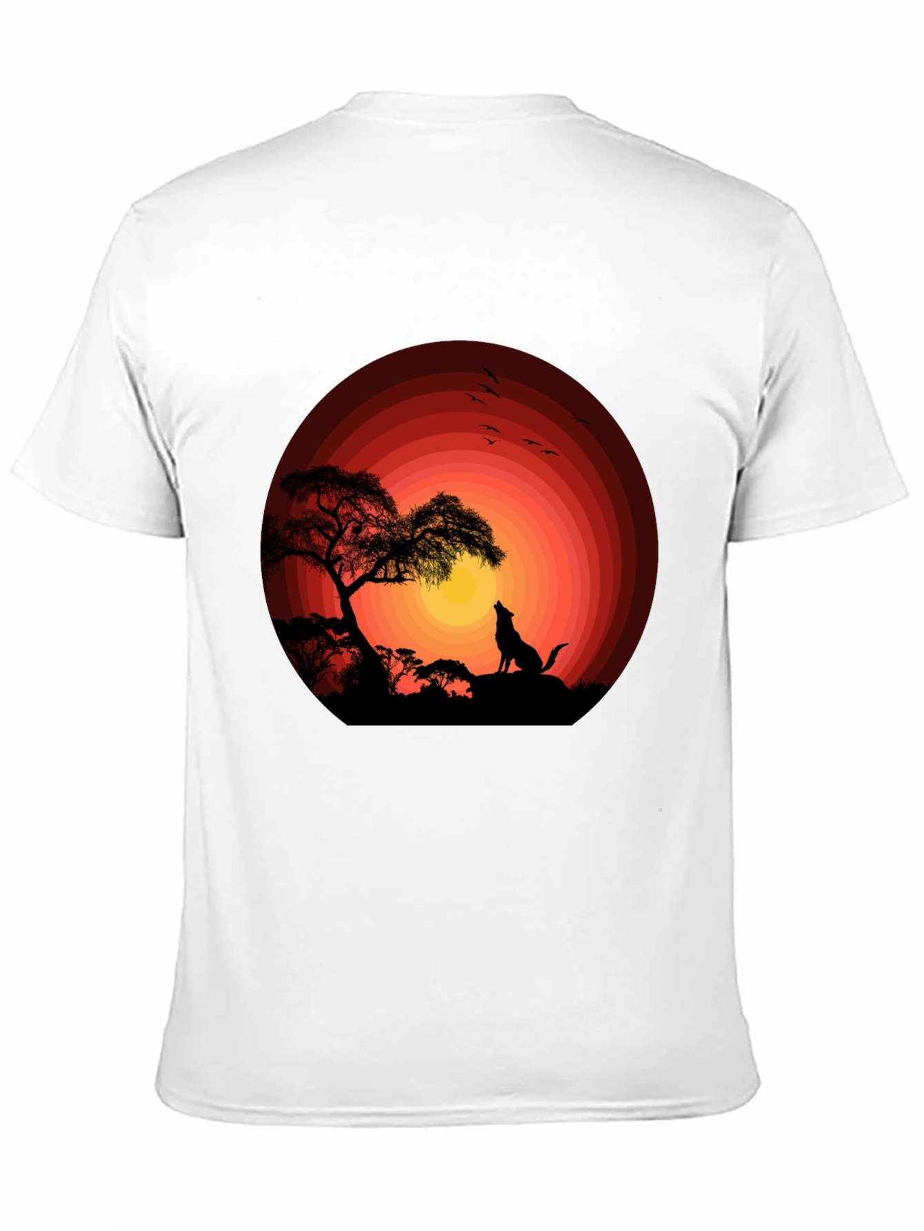 Wolf Sunset Graphic Tee - Black Cotton T-Shirt