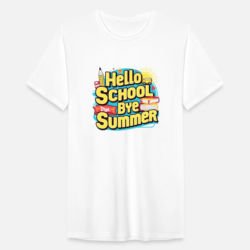 Hello school bye summer back to school emblem art