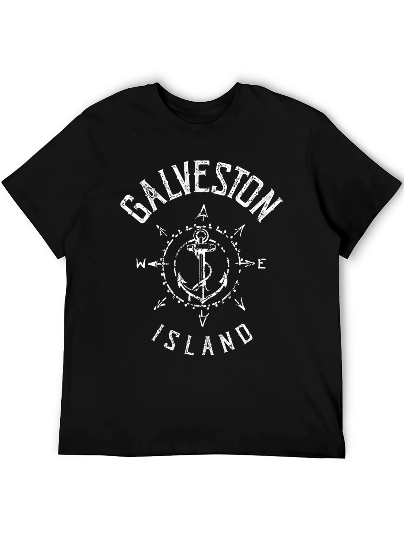 Galveston Island Anchor T-Shirt - Nautical Compass Design