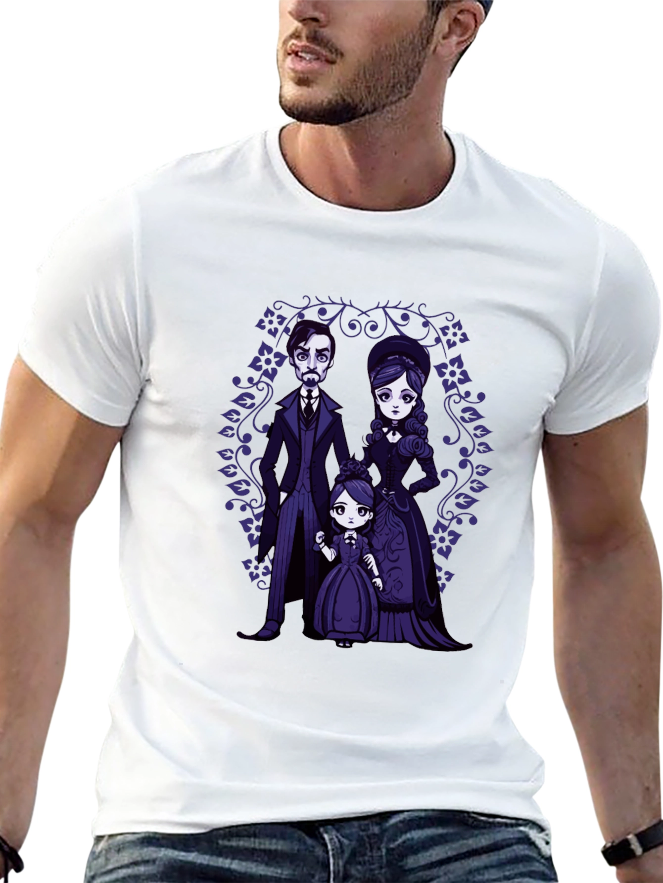 Gothic Cartoon Family Portrait T-Shirt