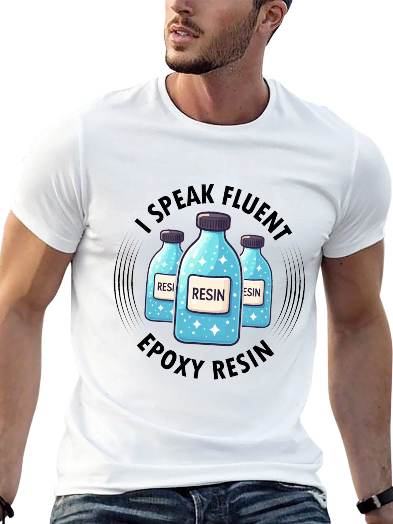 Fluent Resin T-Shirt - Epoxy Resin Bottles Design