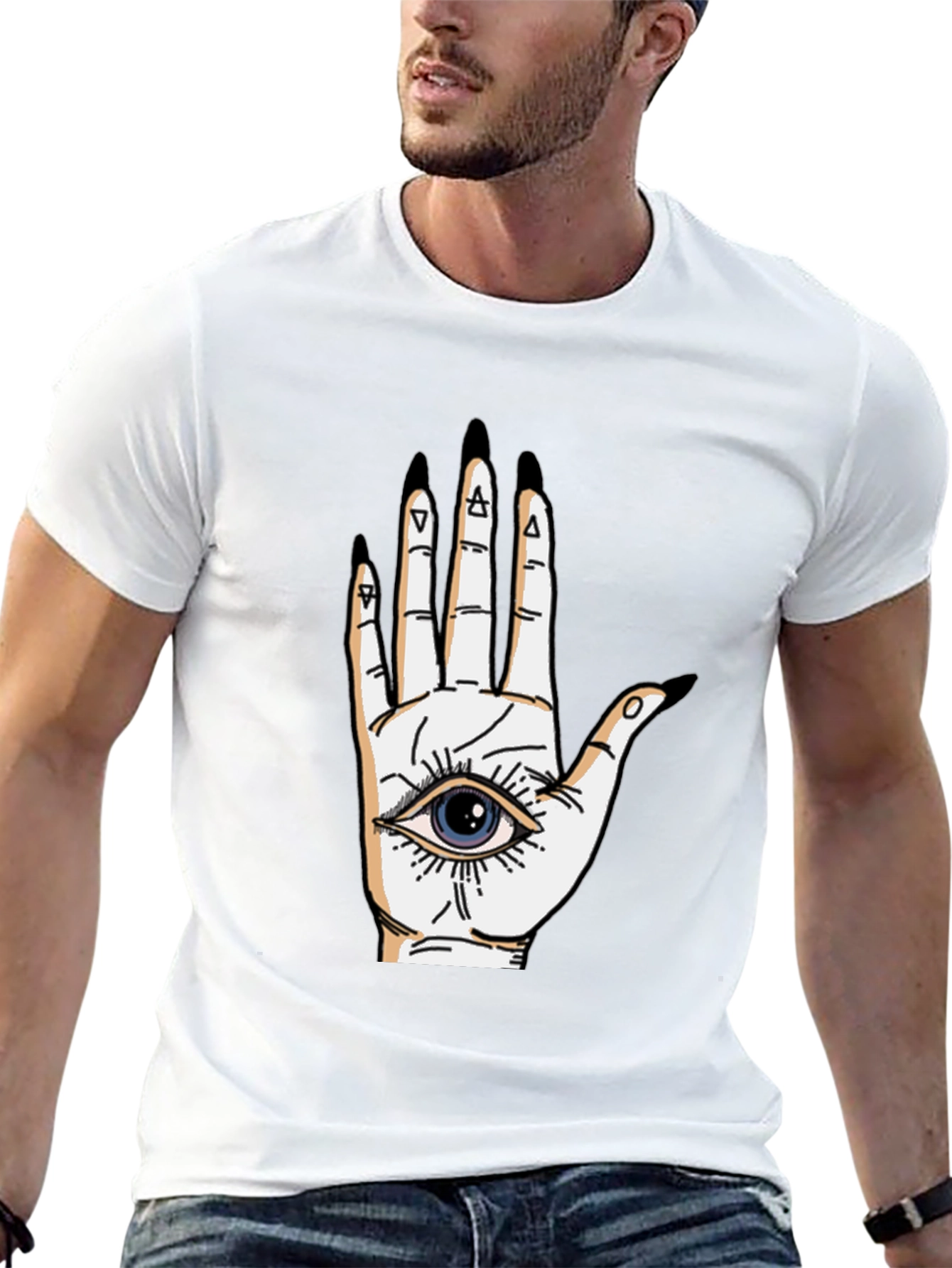 Eye-in-Hand Graphic Tee - All Seeing Black T-Shirt