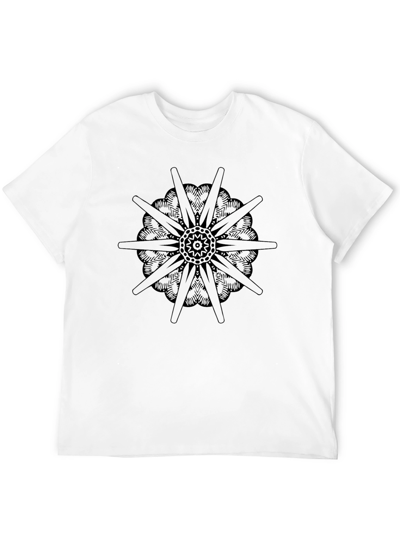 Black Graphic Tee: Mandala Design