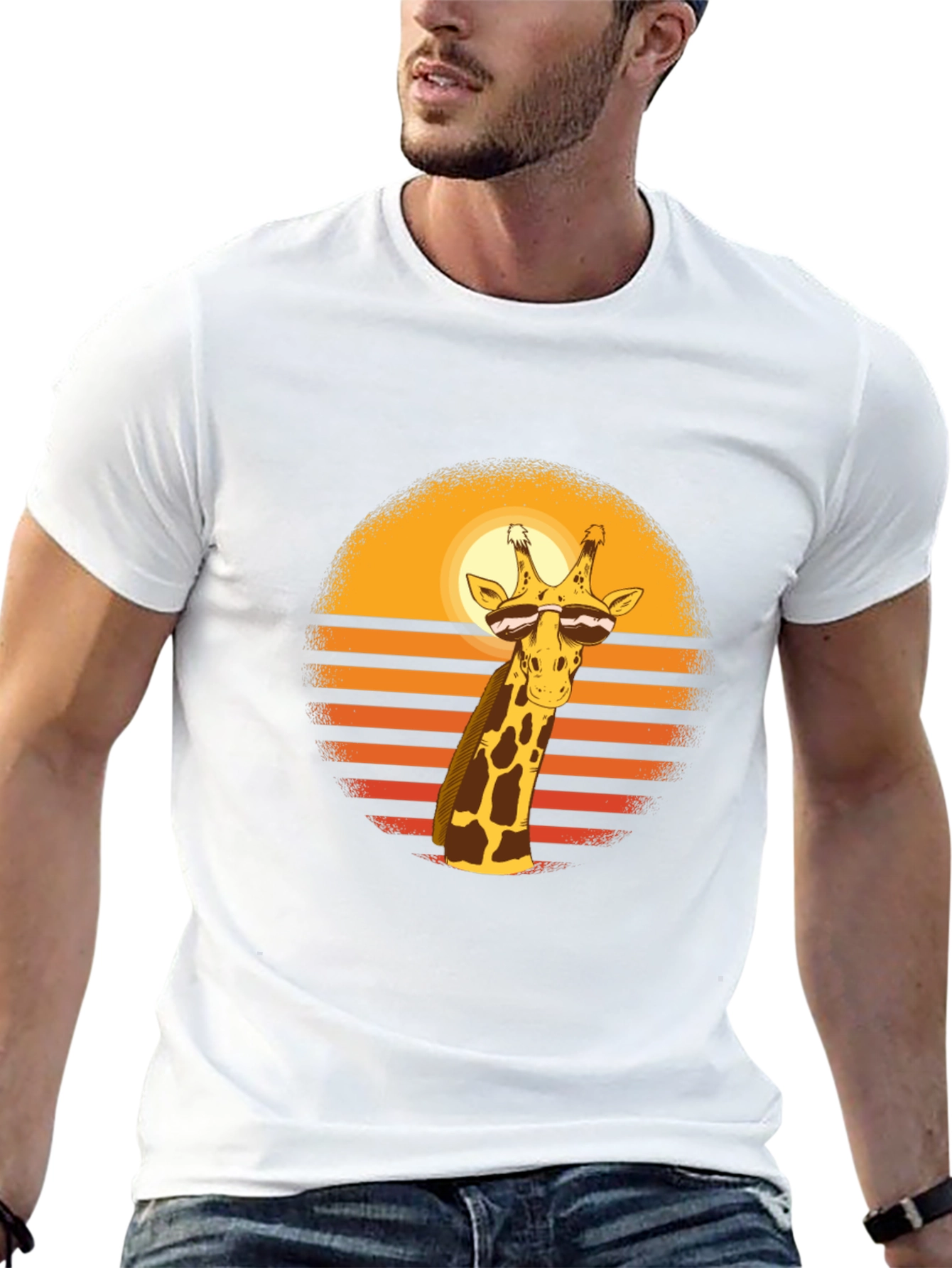 Cool Giraffe Sunset Graphic T-Shirt