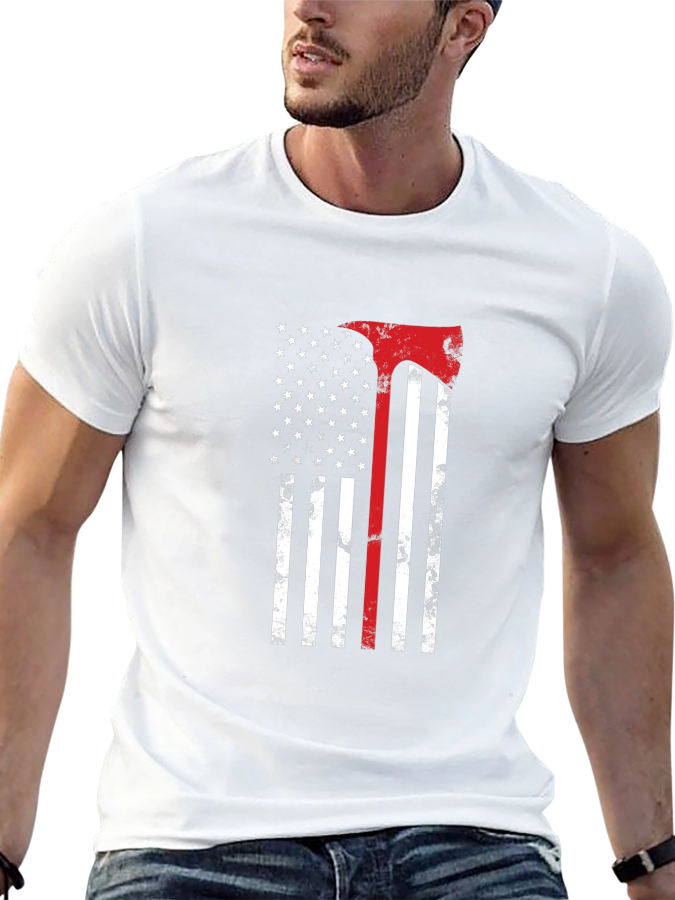 American Flag Firefighter Axe T-Shirt