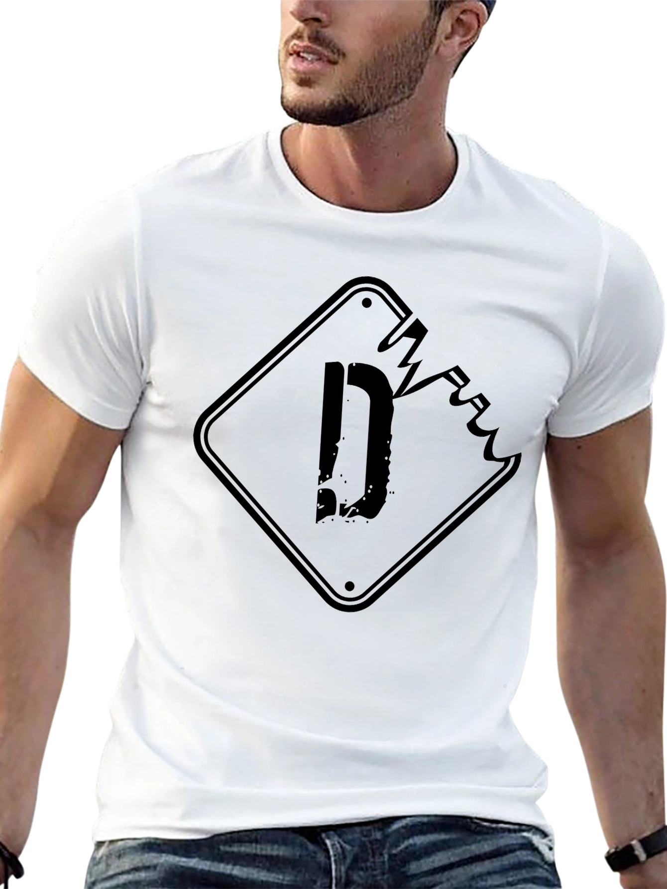 Distressed D Graphic Black T-Shirt