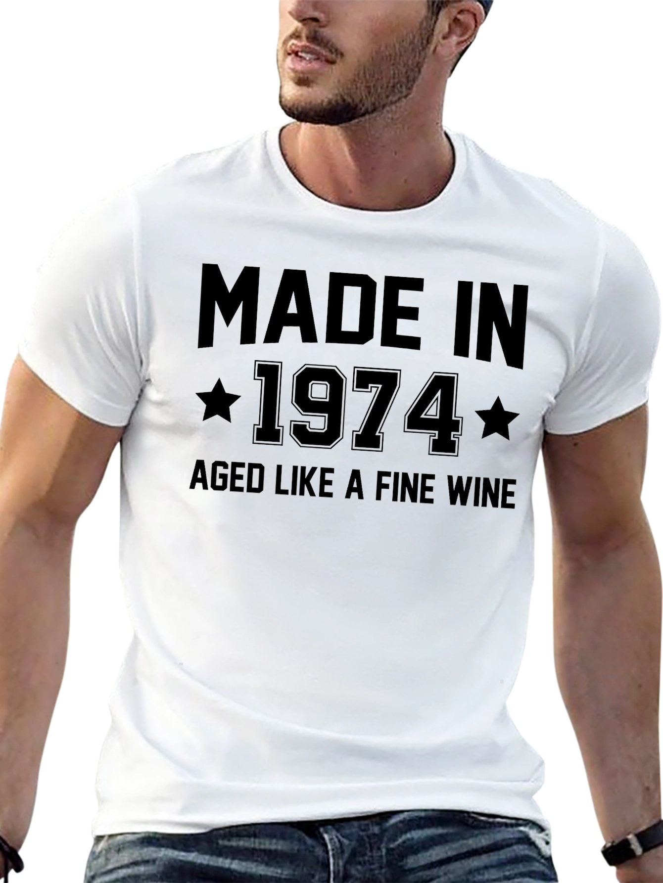 Made in 1974 Aged Like Fine Wine Black T-Shirt