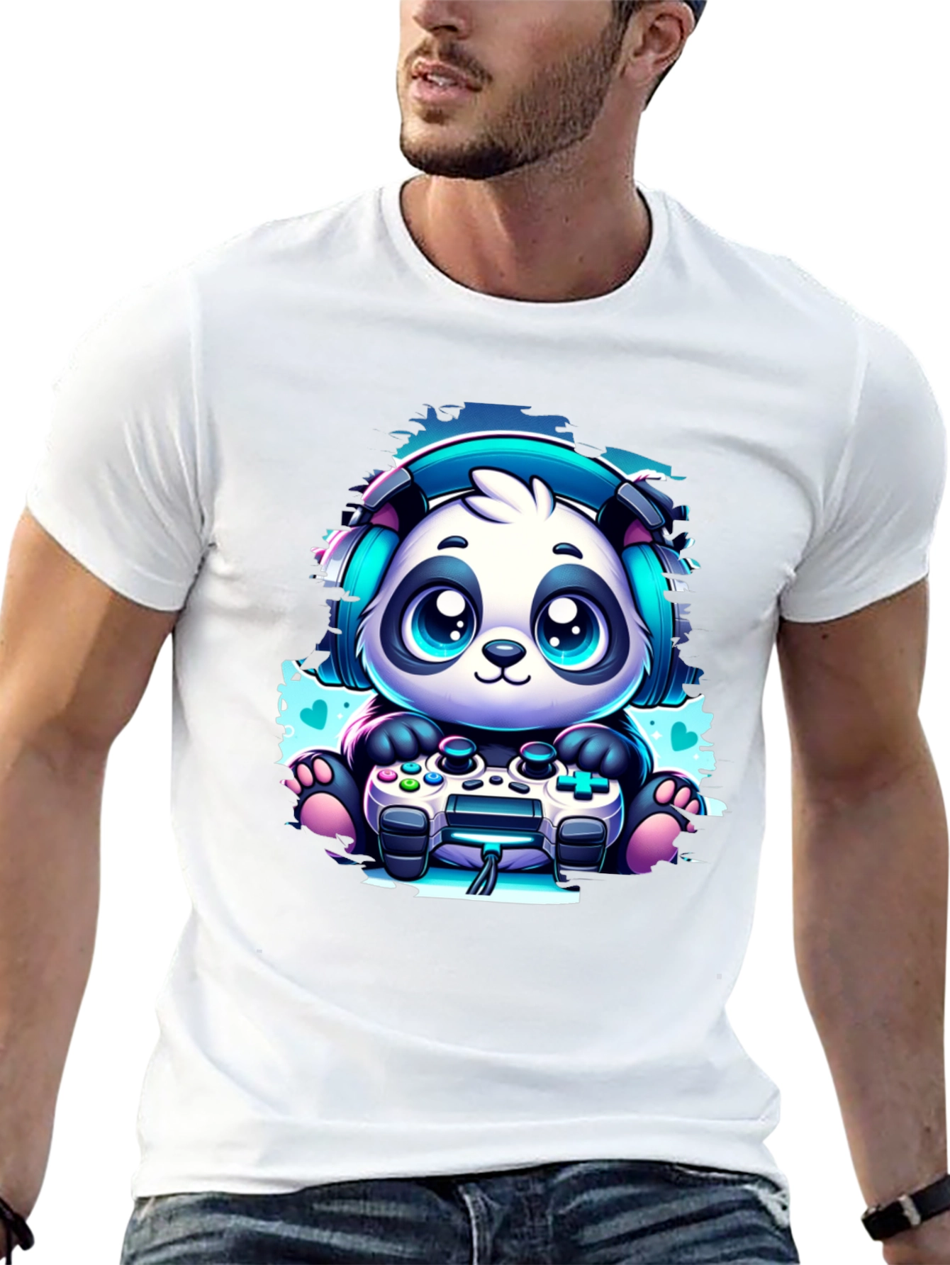 Gamer Panda T-Shirt - Cute Cartoon Design