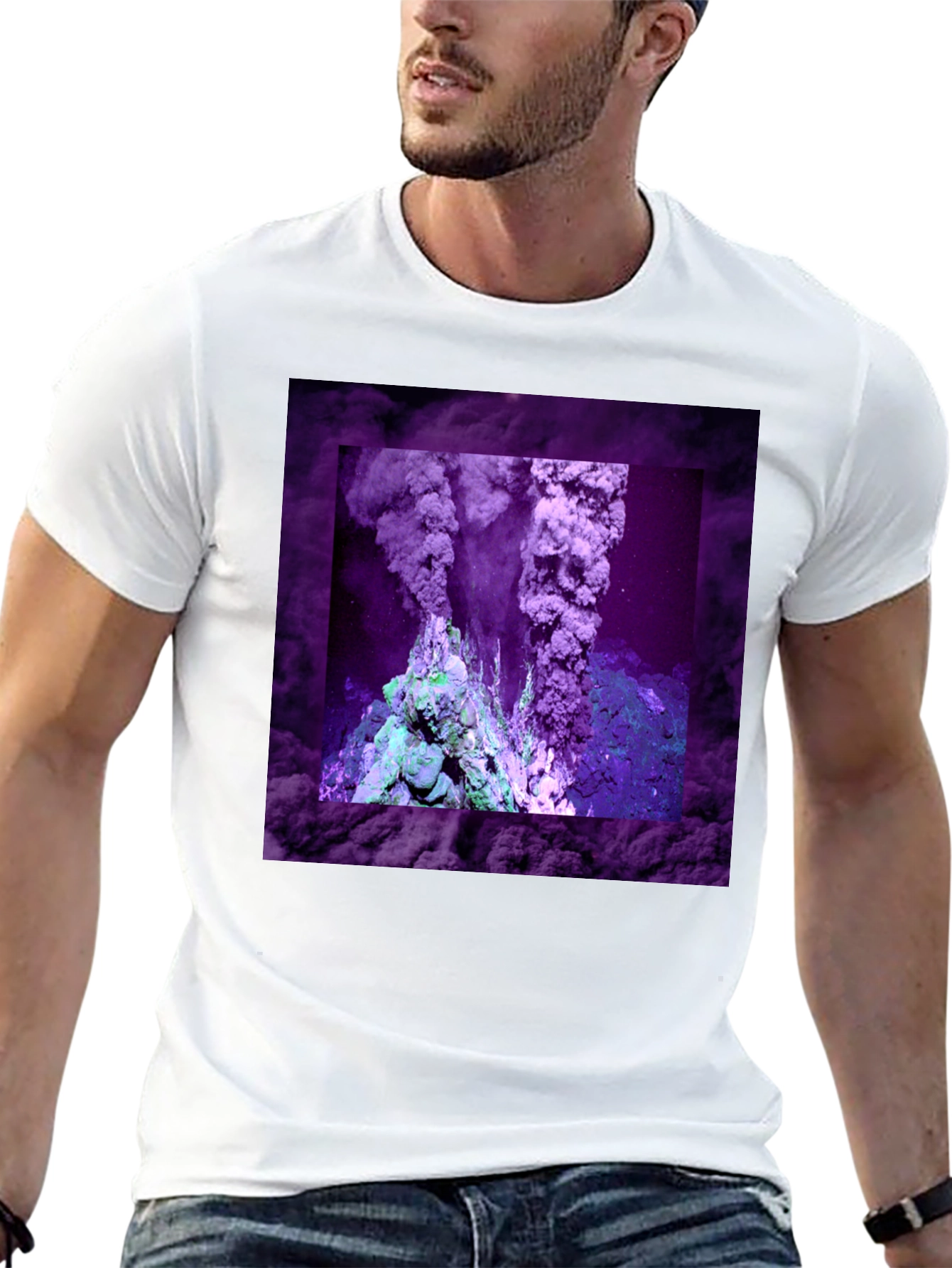 Volcano T-Shirt: Unique Purple Graphic Tee