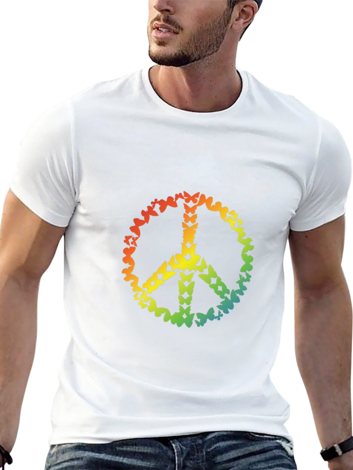 Butterfly Peace Sign Graphic T-Shirt