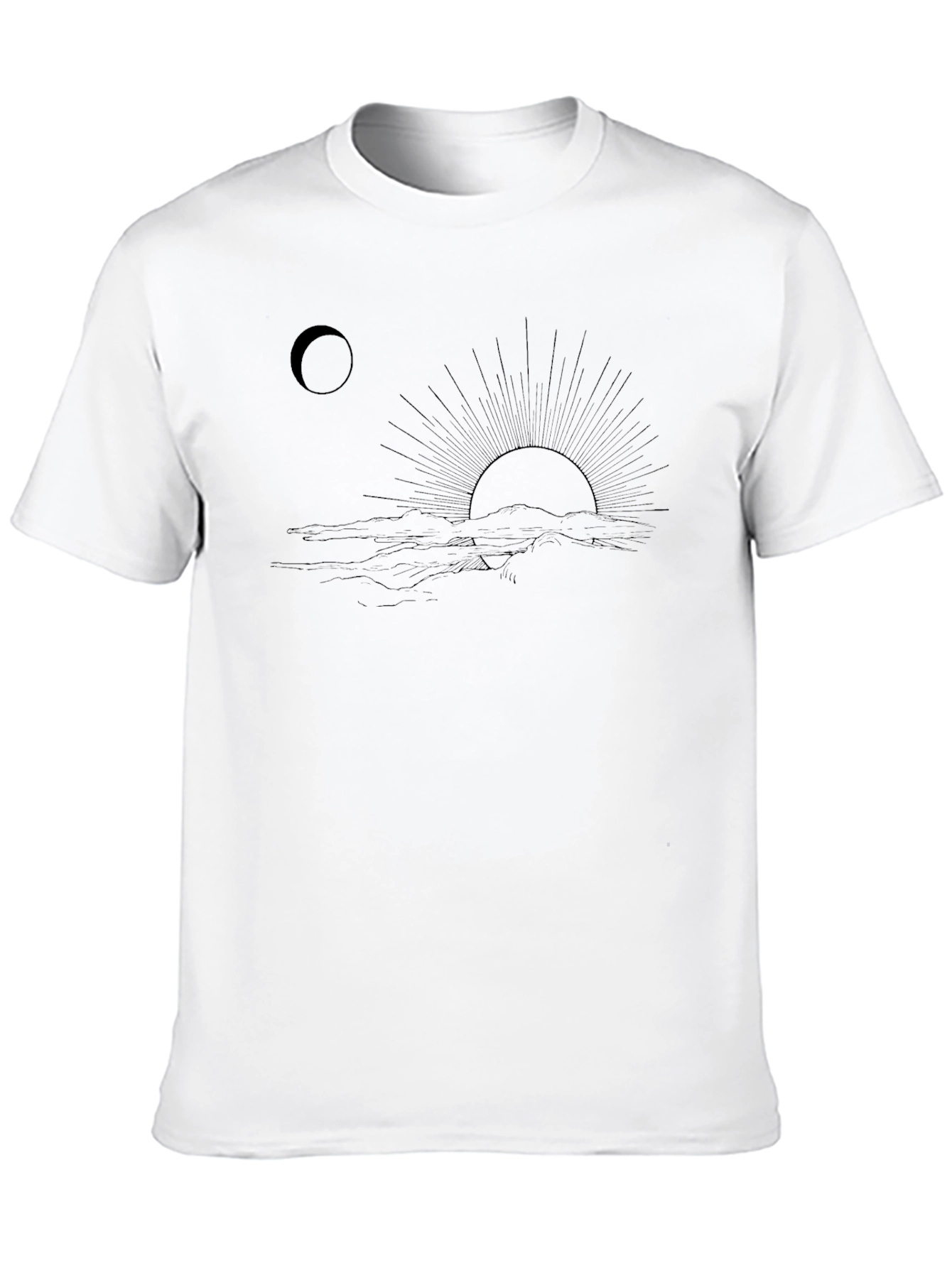 Stylish Black Graphic Tee: Sunrise Design