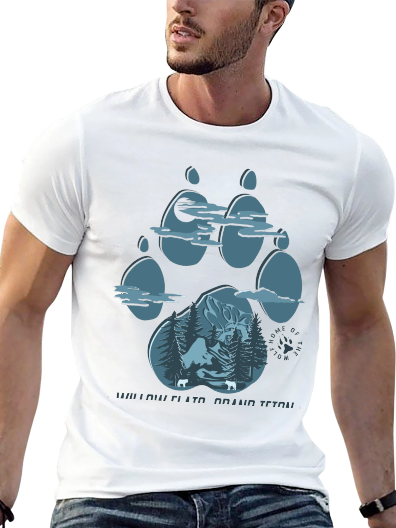 Willow Flats Grand Teton Wolf Paw Print T-Shirt