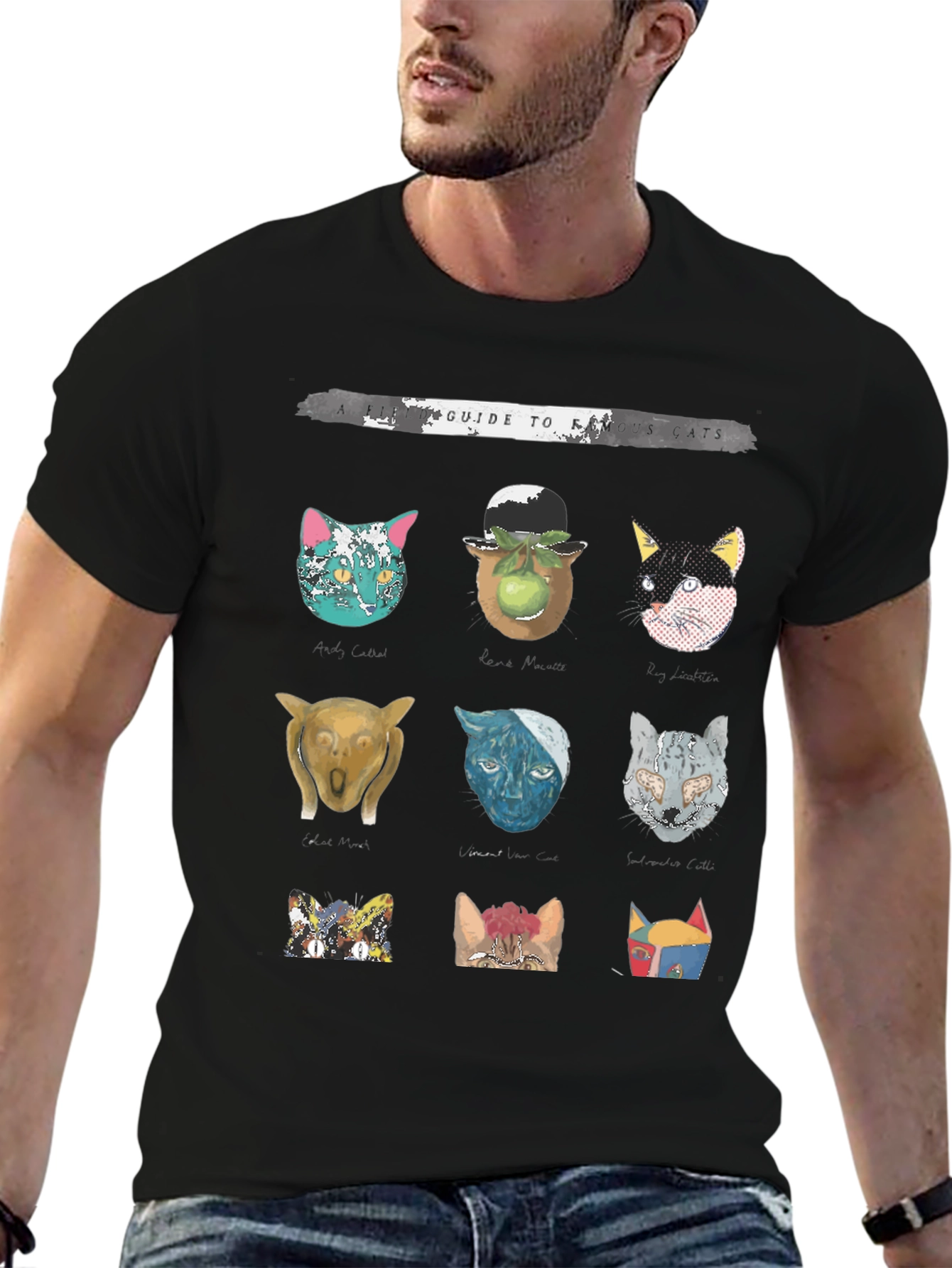 Famous Cats Graphic Print T-Shirt