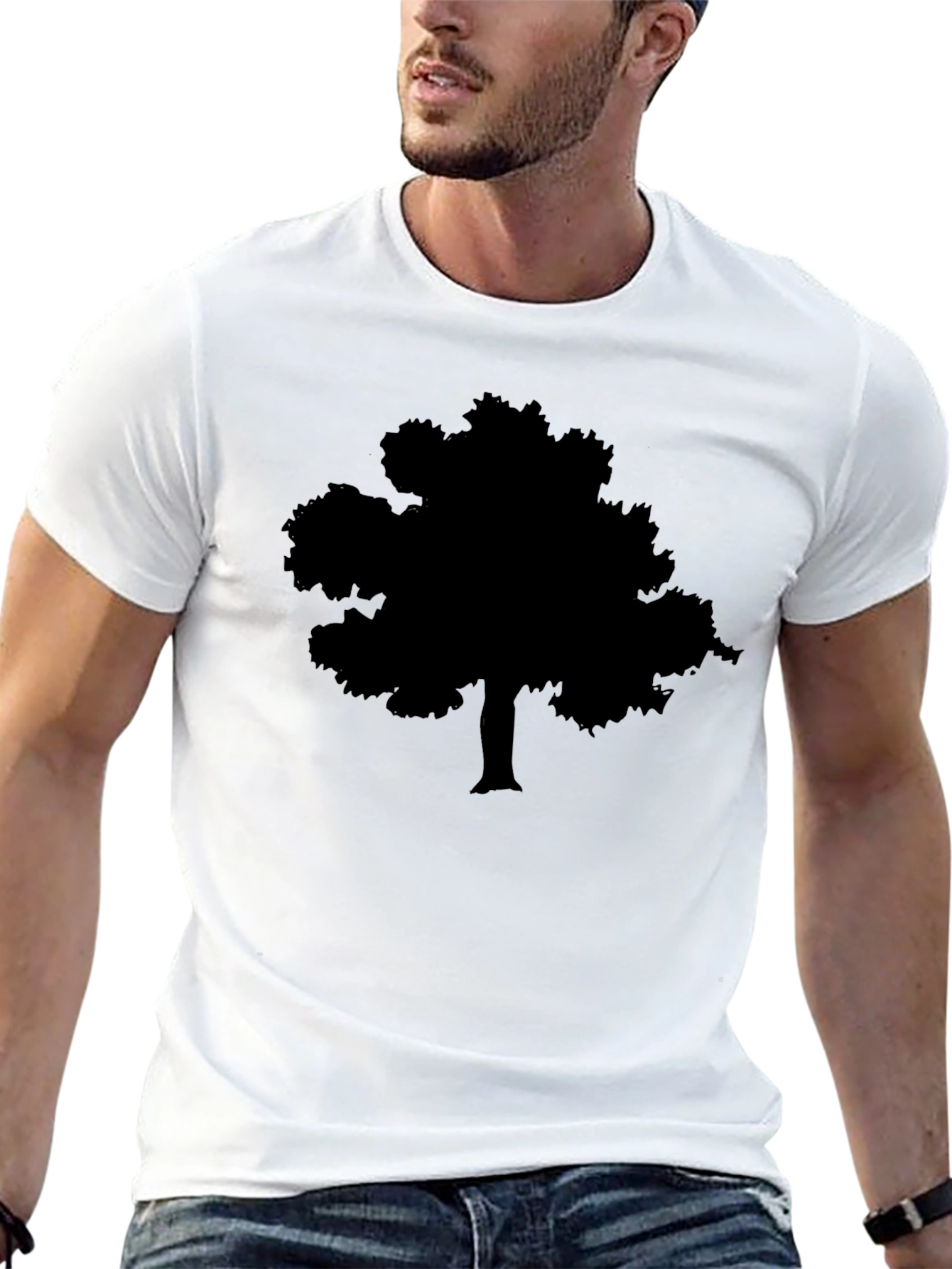 Mens Black Tree Silhouette Graphic Tee - Nature Lover