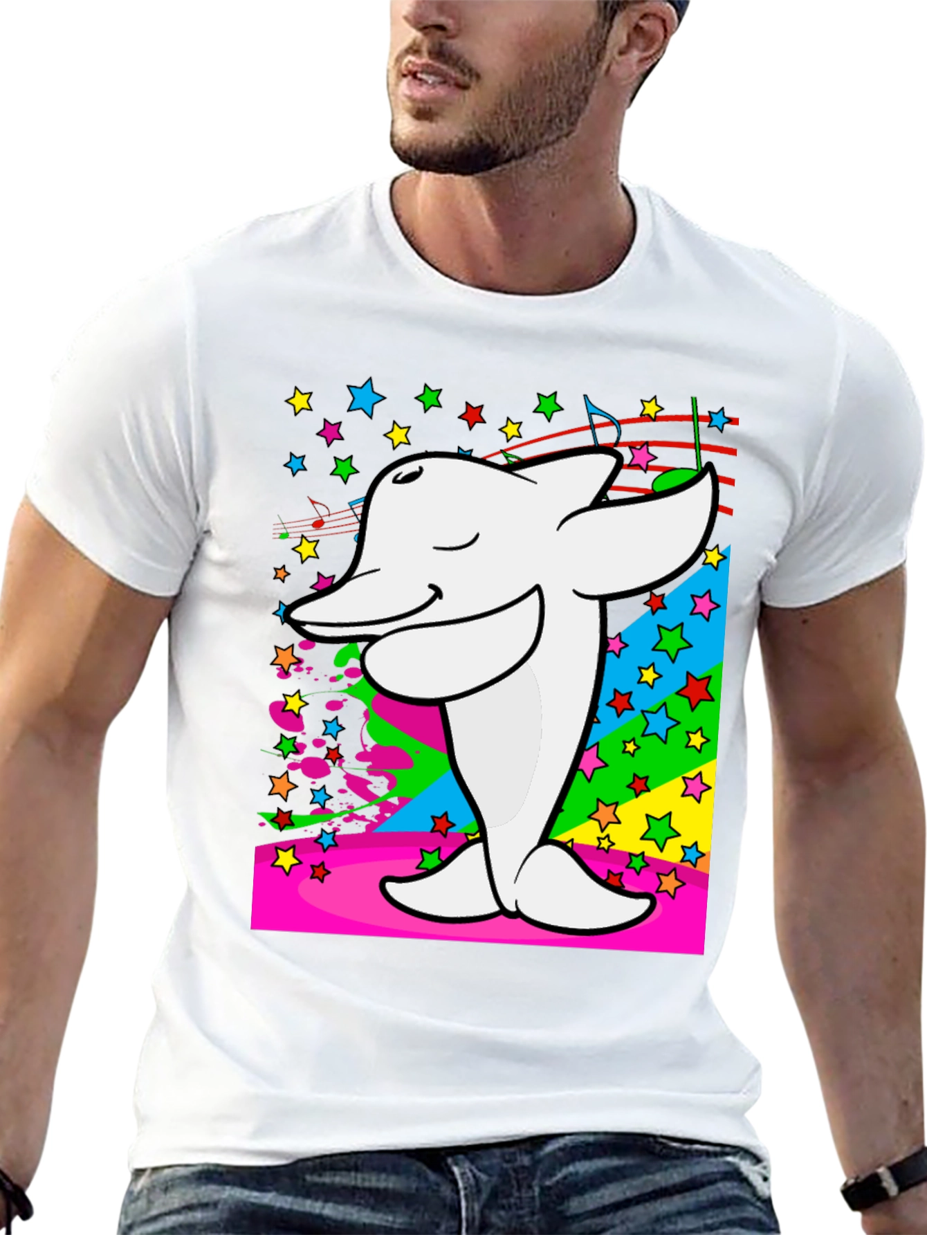 Dabbing Dolphin Graphic Tee - Funky Music Lover Shirt