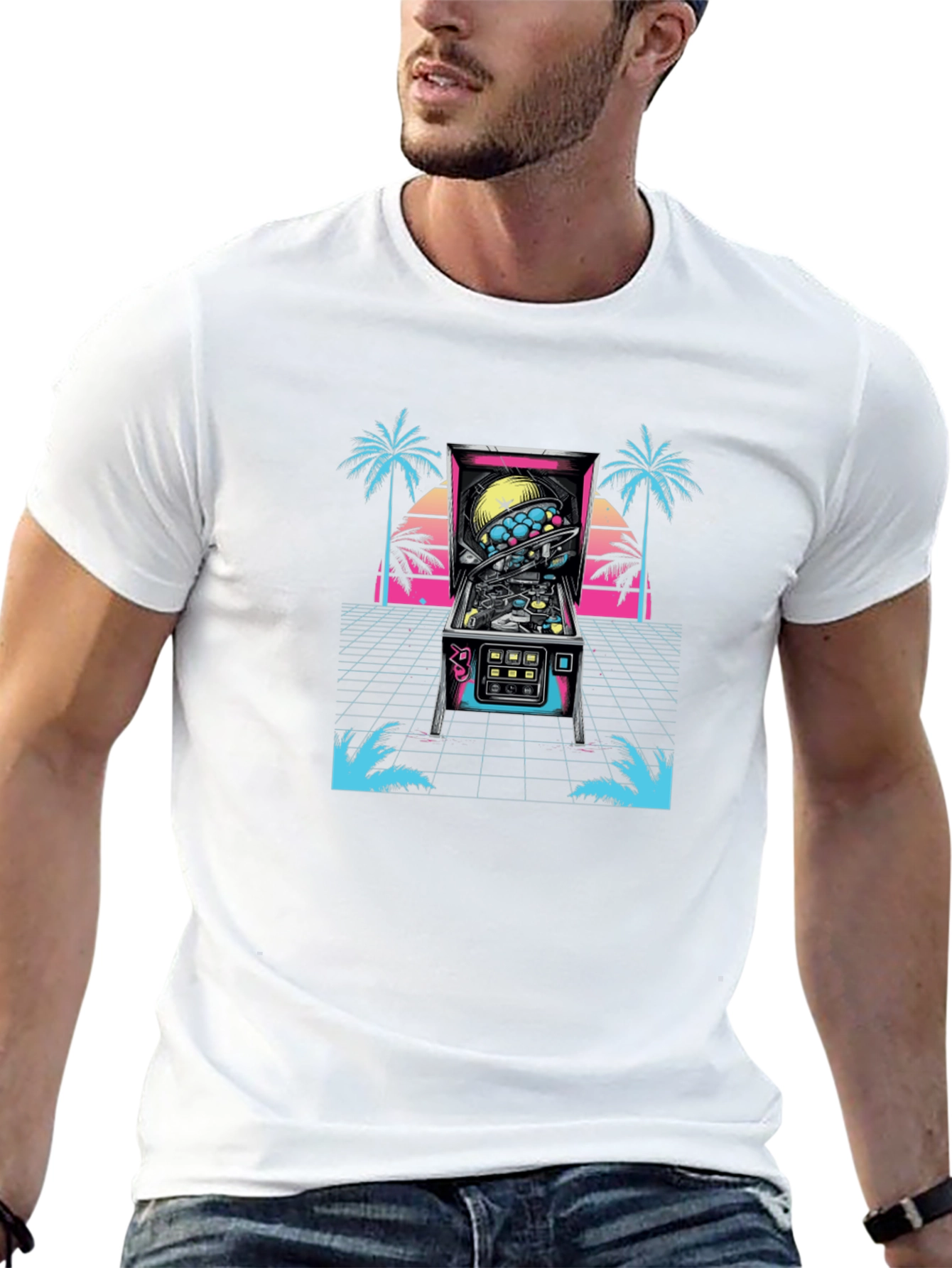 Retro Pinball Machine T-Shirt - Black