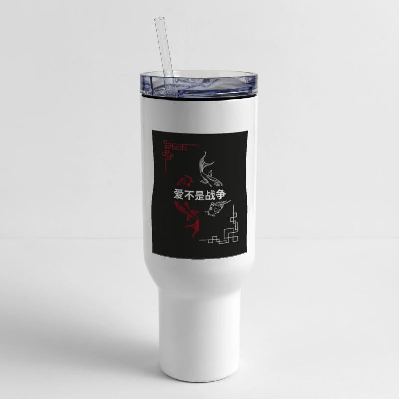 Koi Fish Love Not War Typography Design