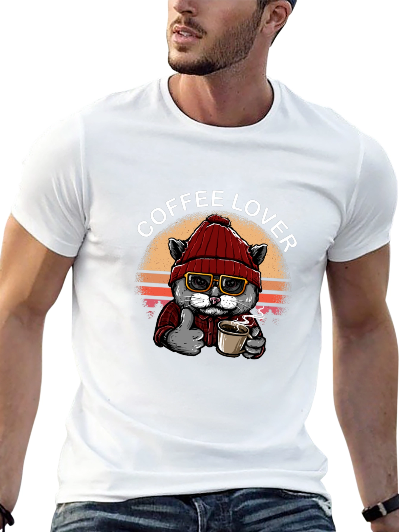 Coffee Lover Cat Graphic Tee