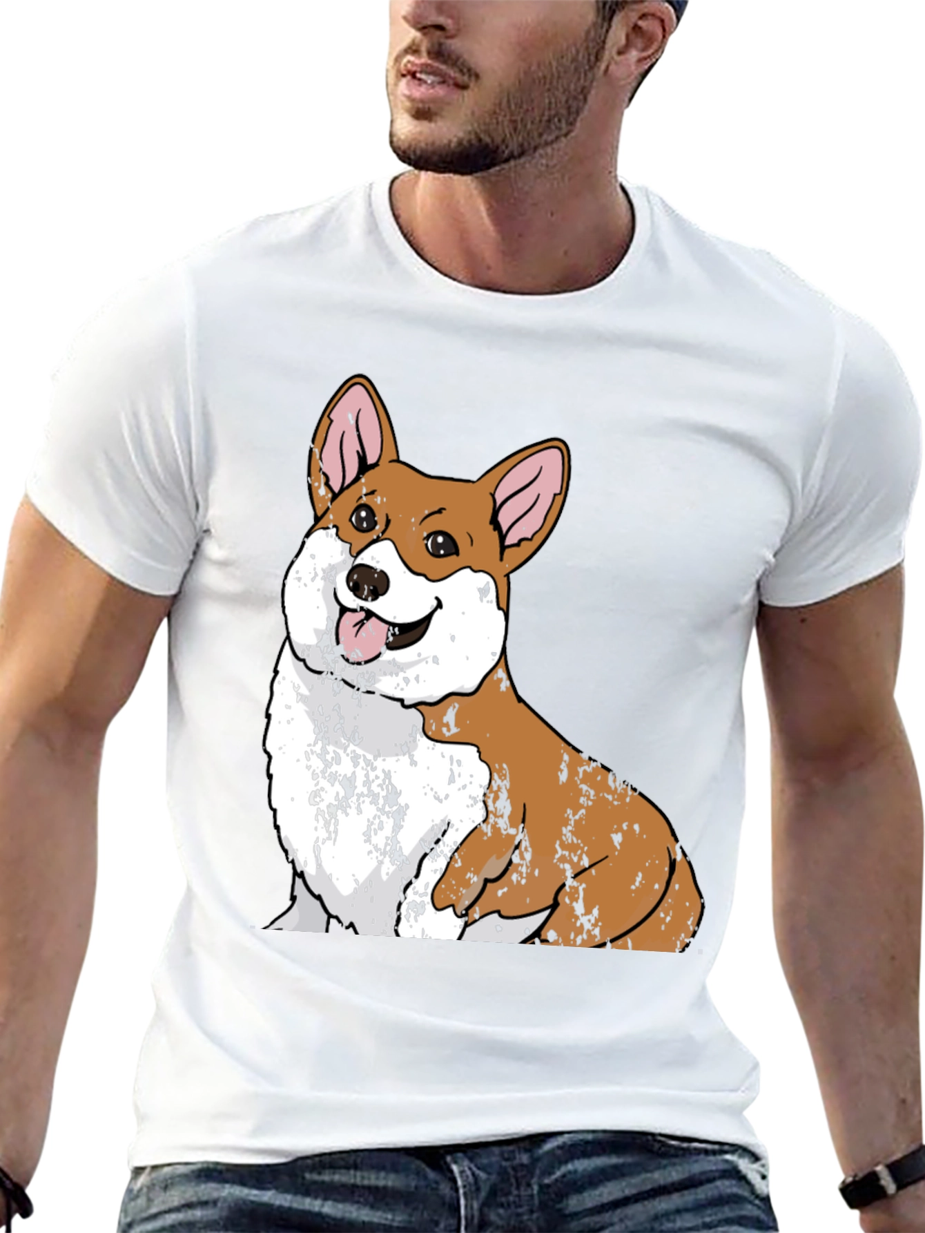 Corgi Dog Graphic Black T-Shirt