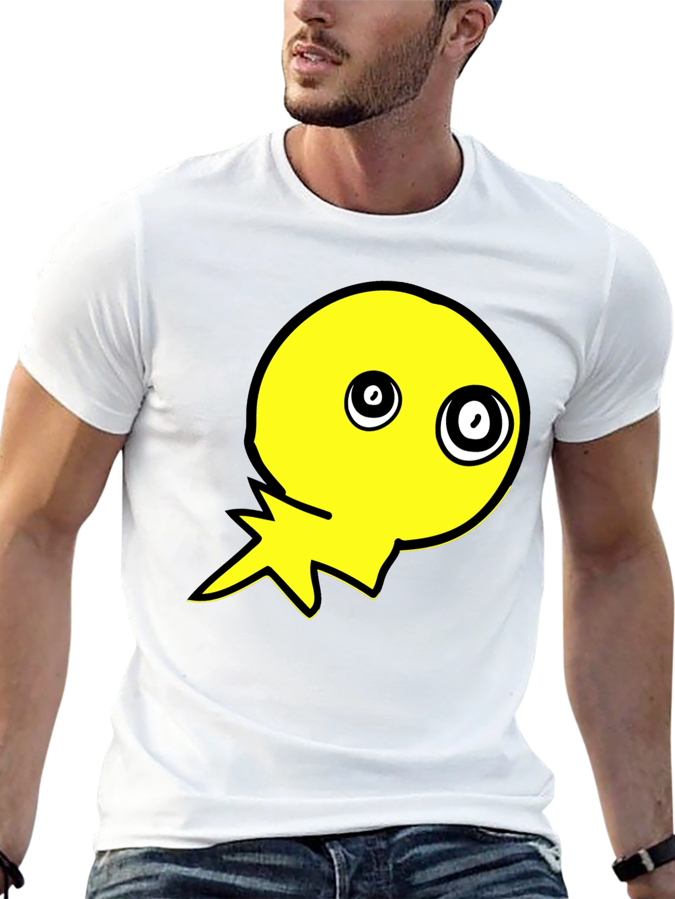 Crazy Eye Yellow Graphic Black T-Shirt
