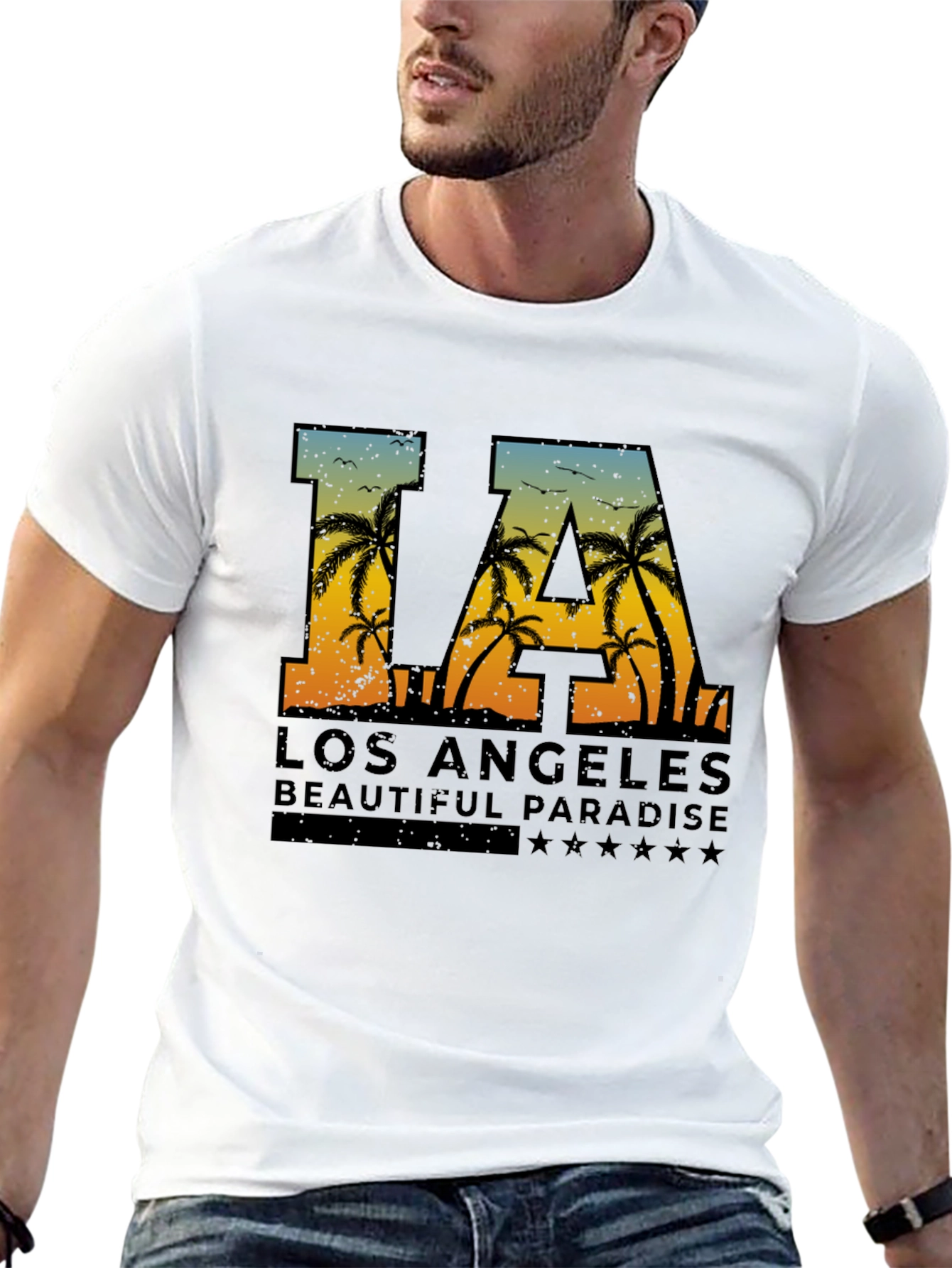 LA Palm Tree Graphic Tee - Los Angeles T-Shirt