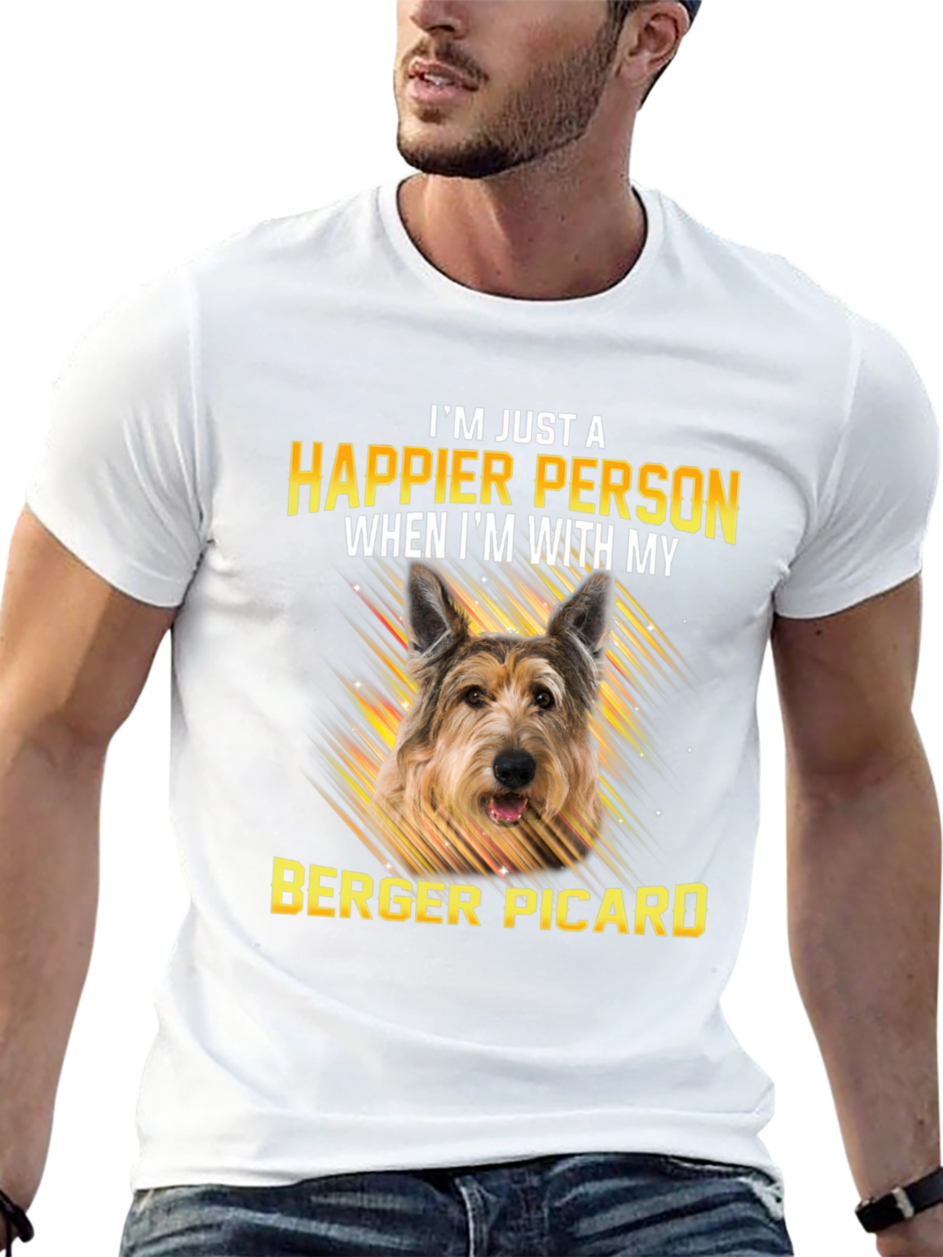 Happier Person Berger Picard Dog T-Shirt