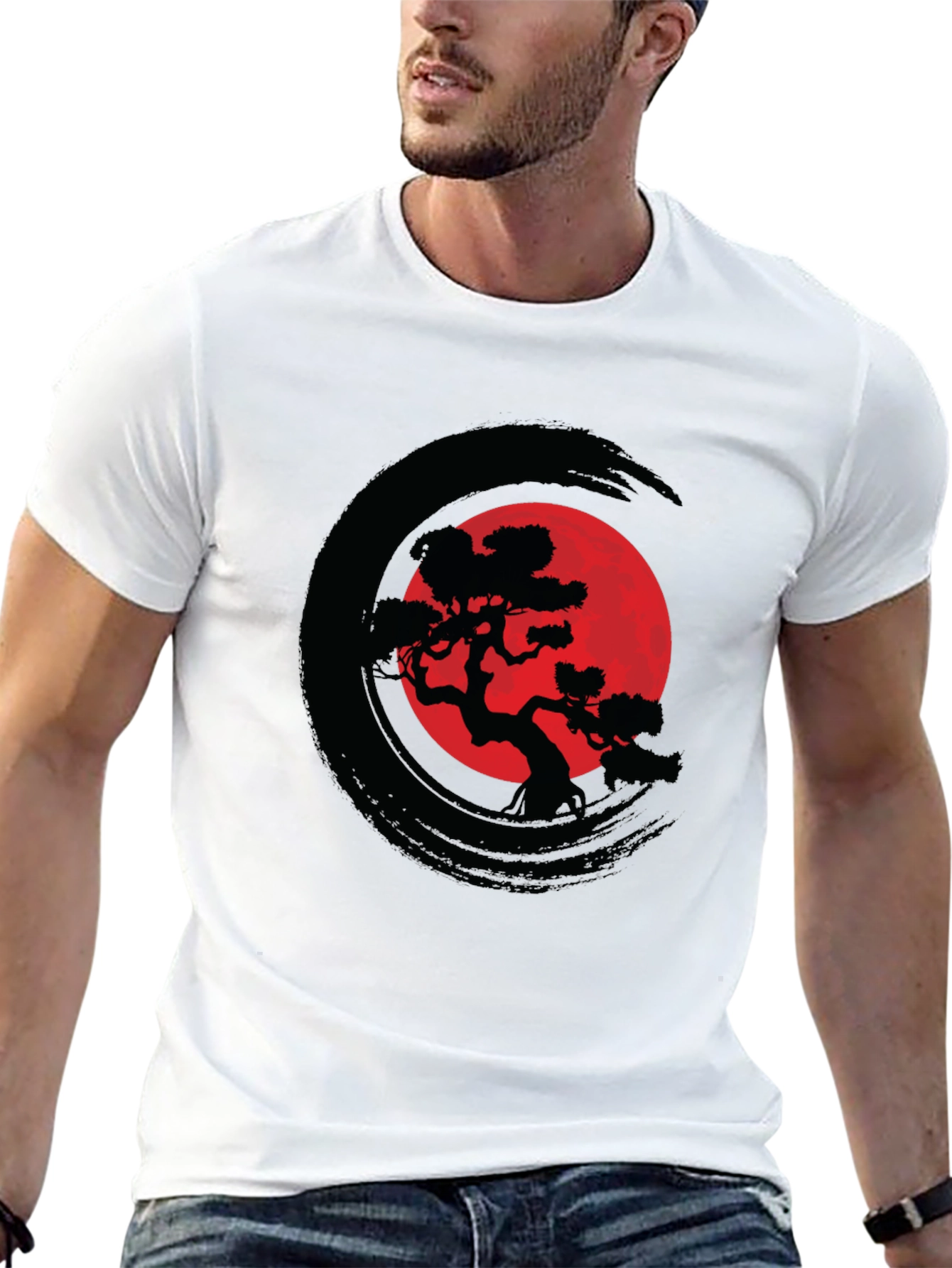 Zen Circle Bonsai Tree Graphic Tee