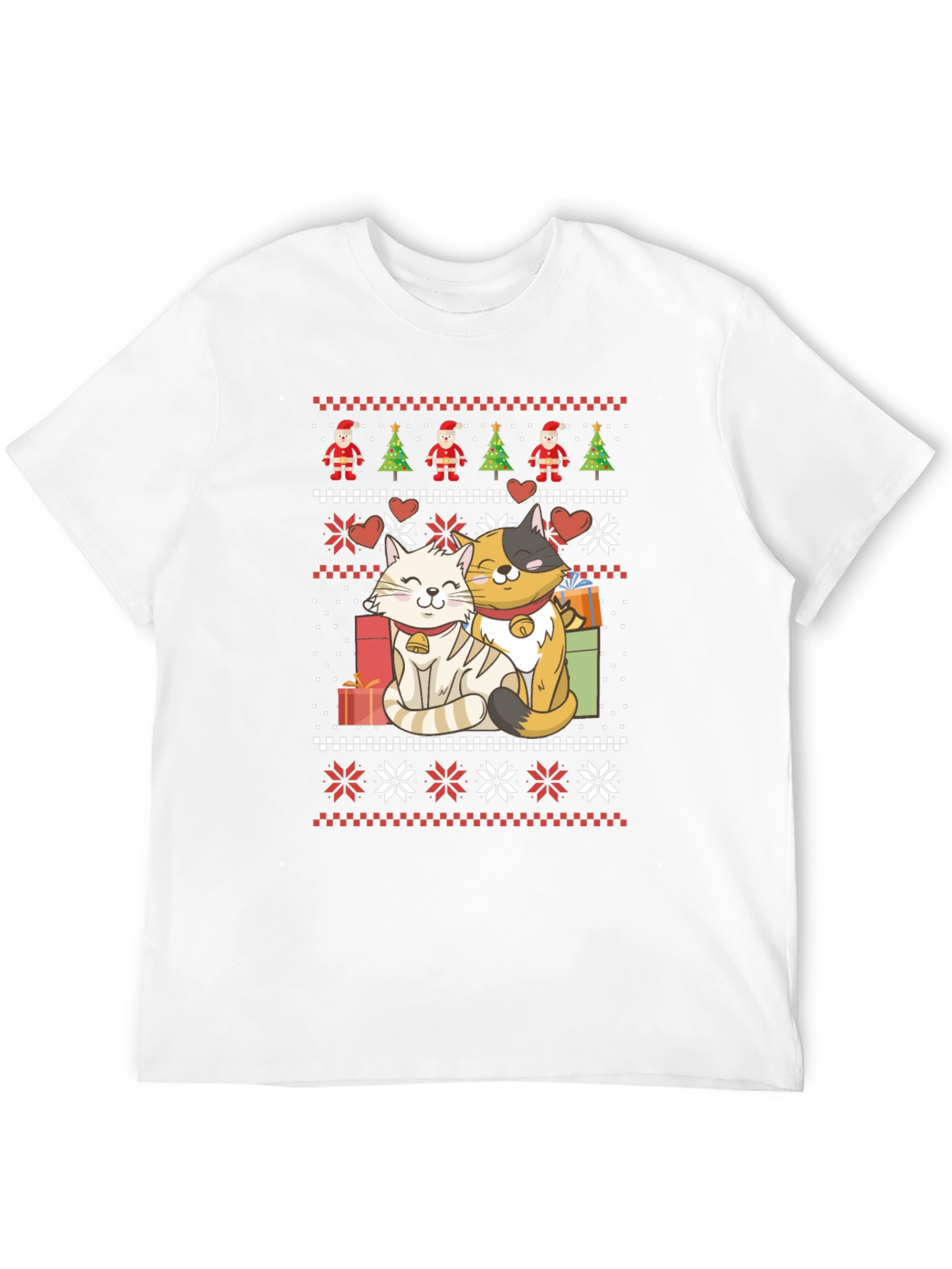 Festive Christmas Cat Sweater T-Shirt