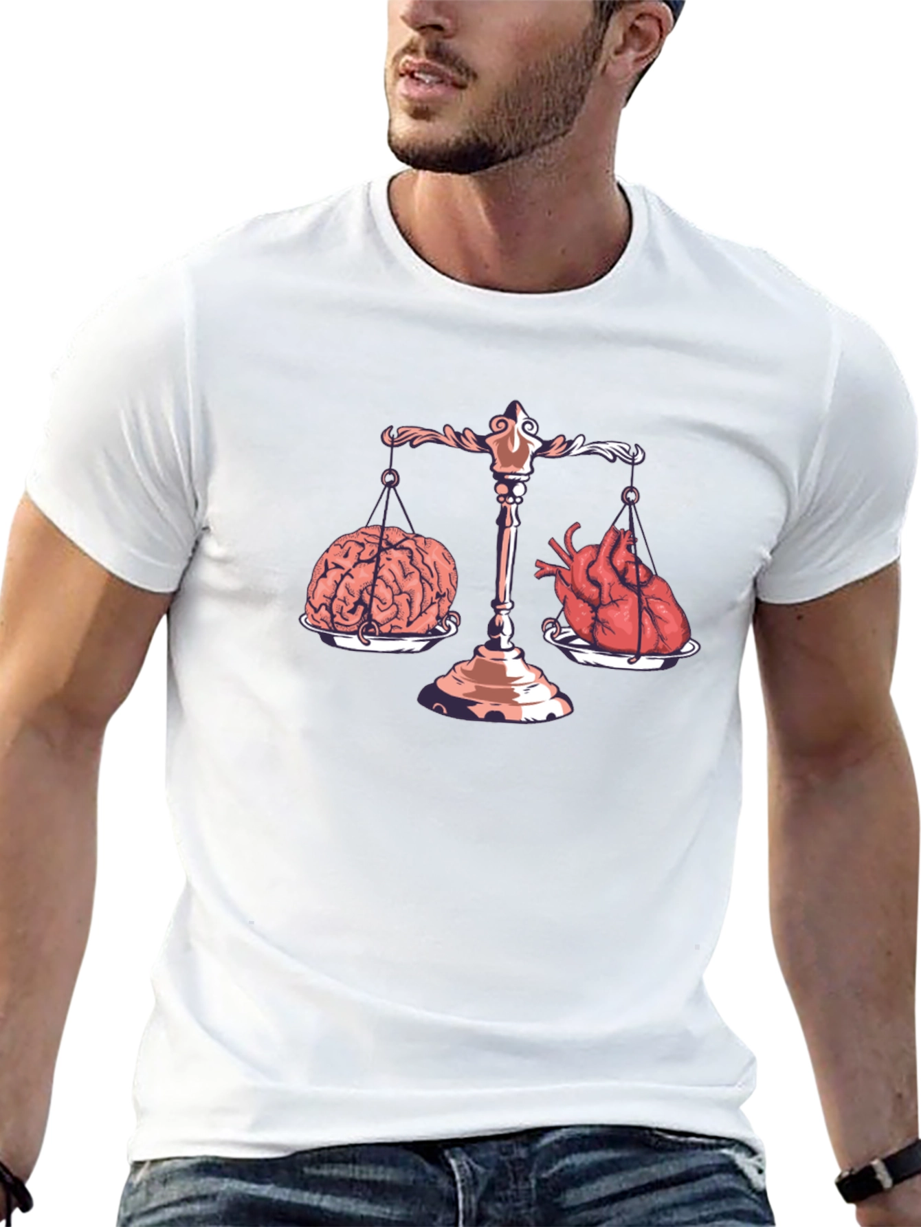 Brain vs Heart T-Shirt Balance Scale Tee