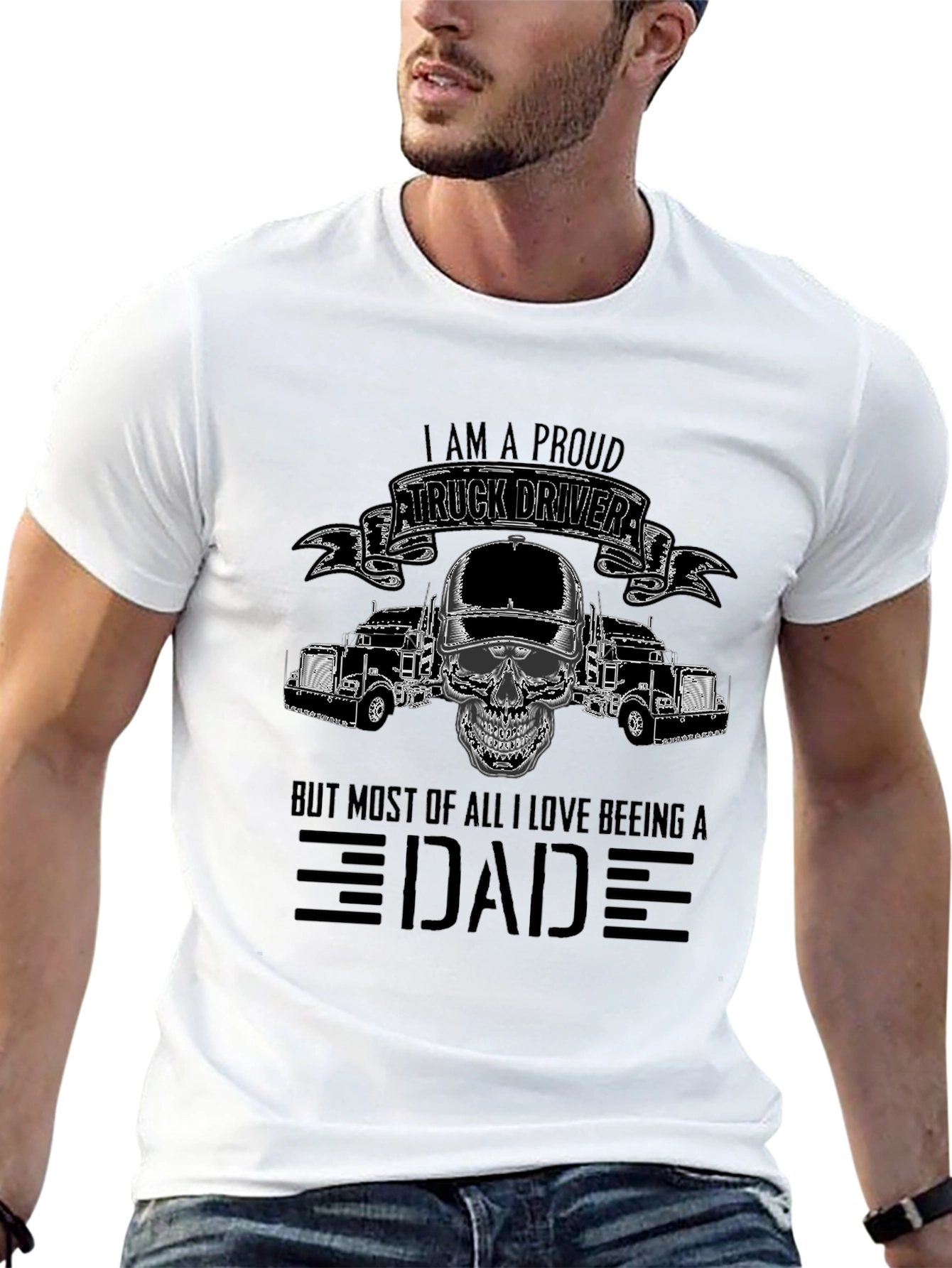 Proud Trucker Dad Graphic T-Shirt