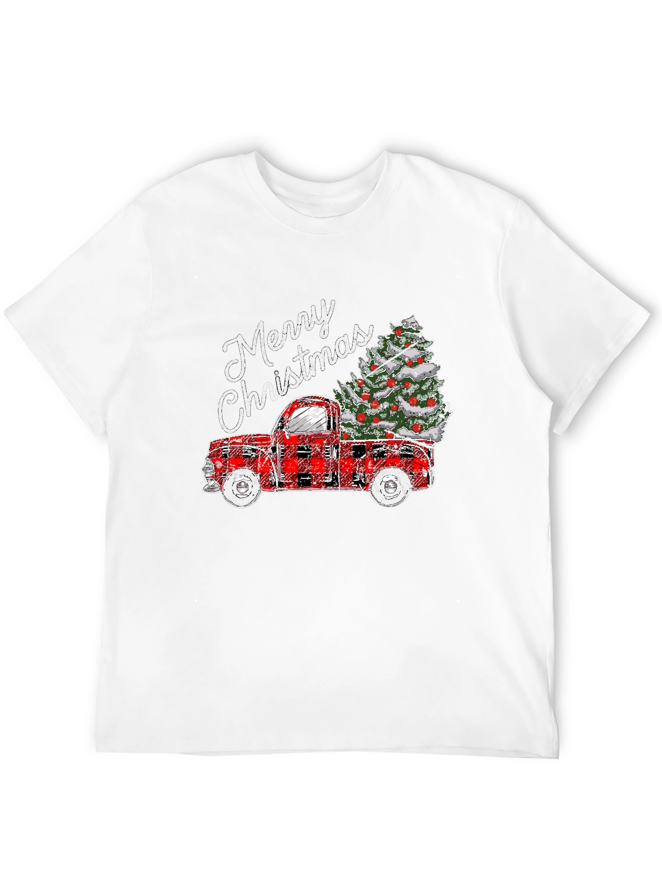 Merry Christmas Truck Tee - Holiday Graphic T-Shirt