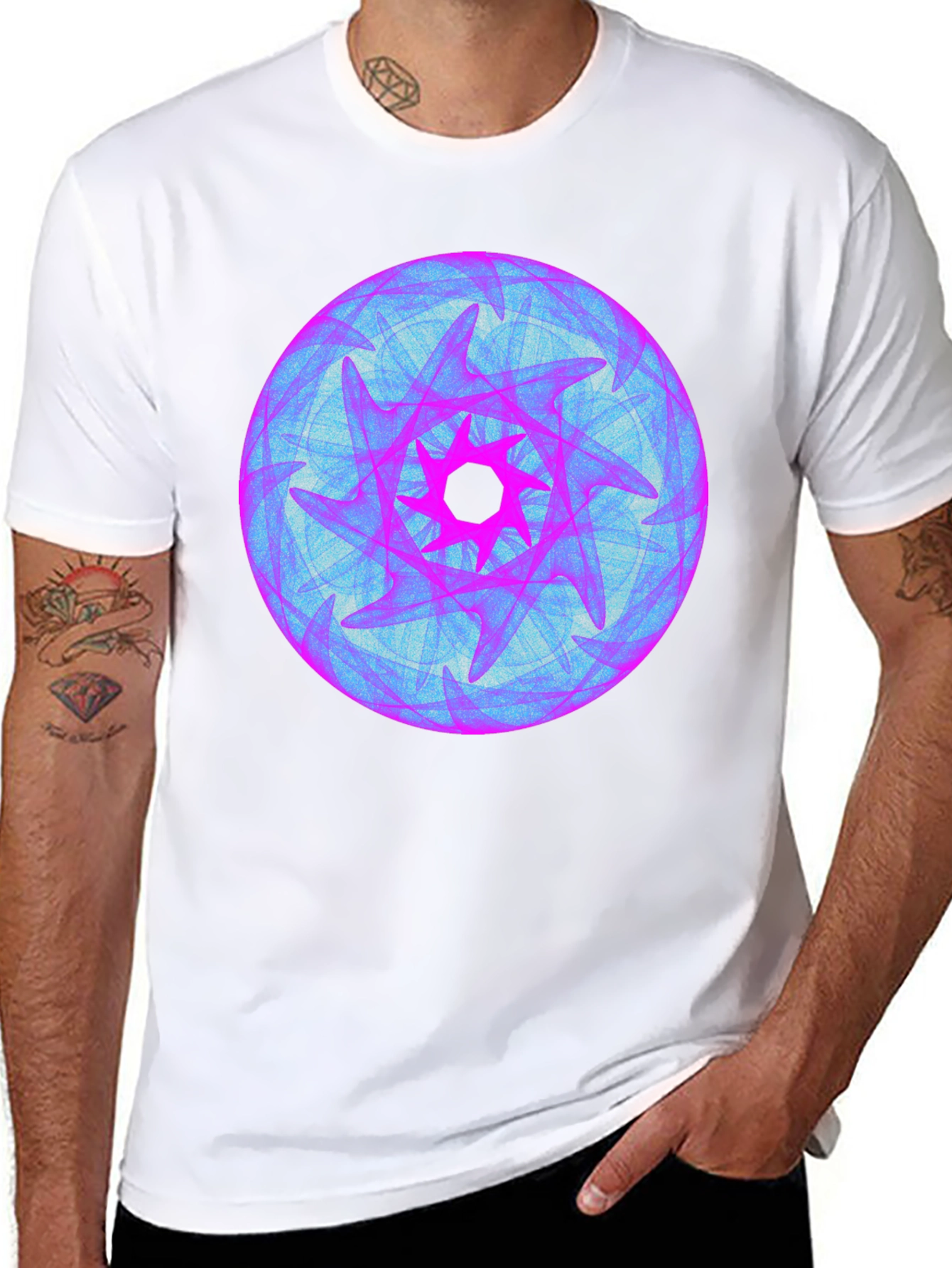Abstract Graphic Print Black Crew Neck T-Shirt