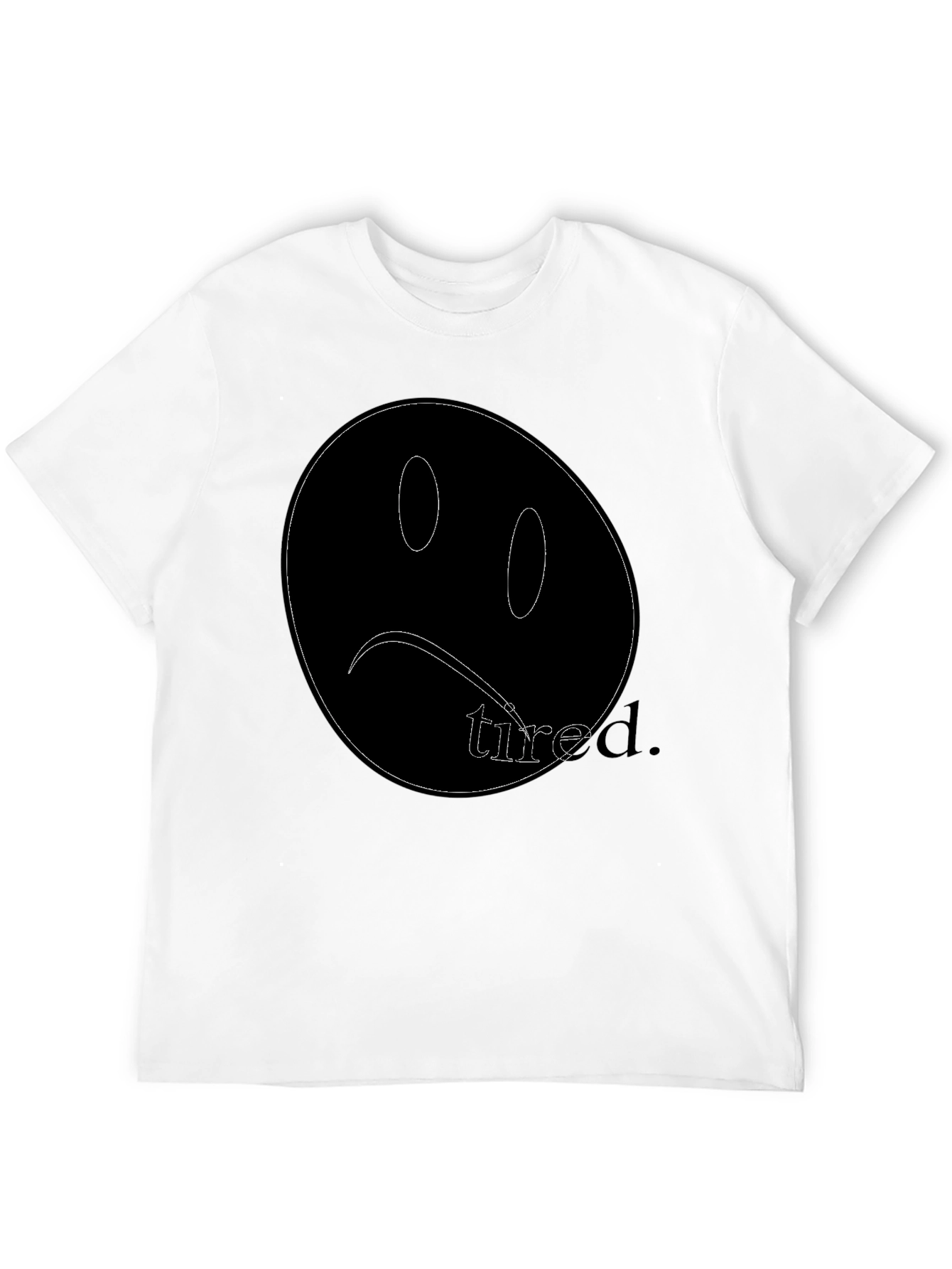 Sad Face Tired Graphic Black T-Shirt
