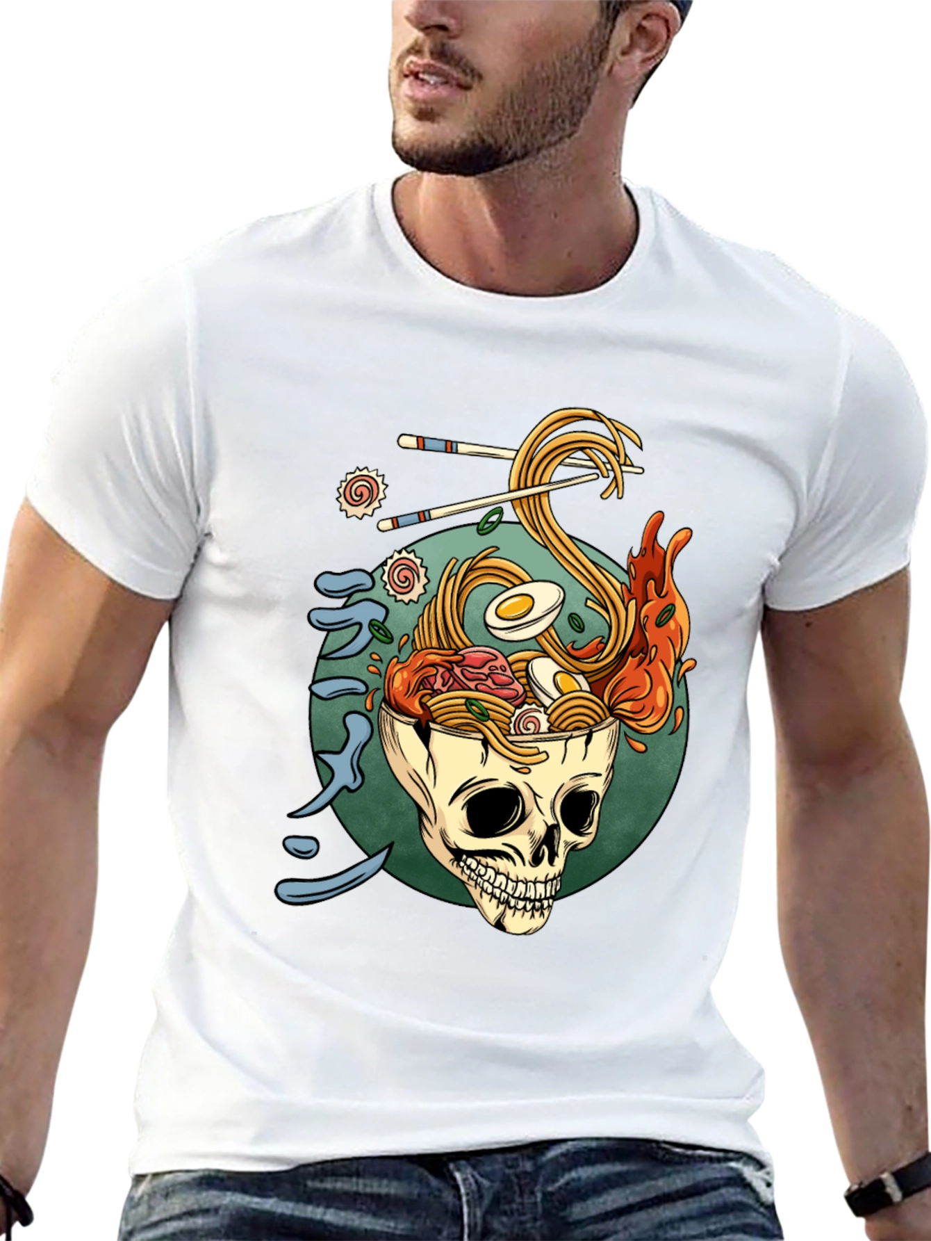 Ramen Skull Graphic T-Shirt