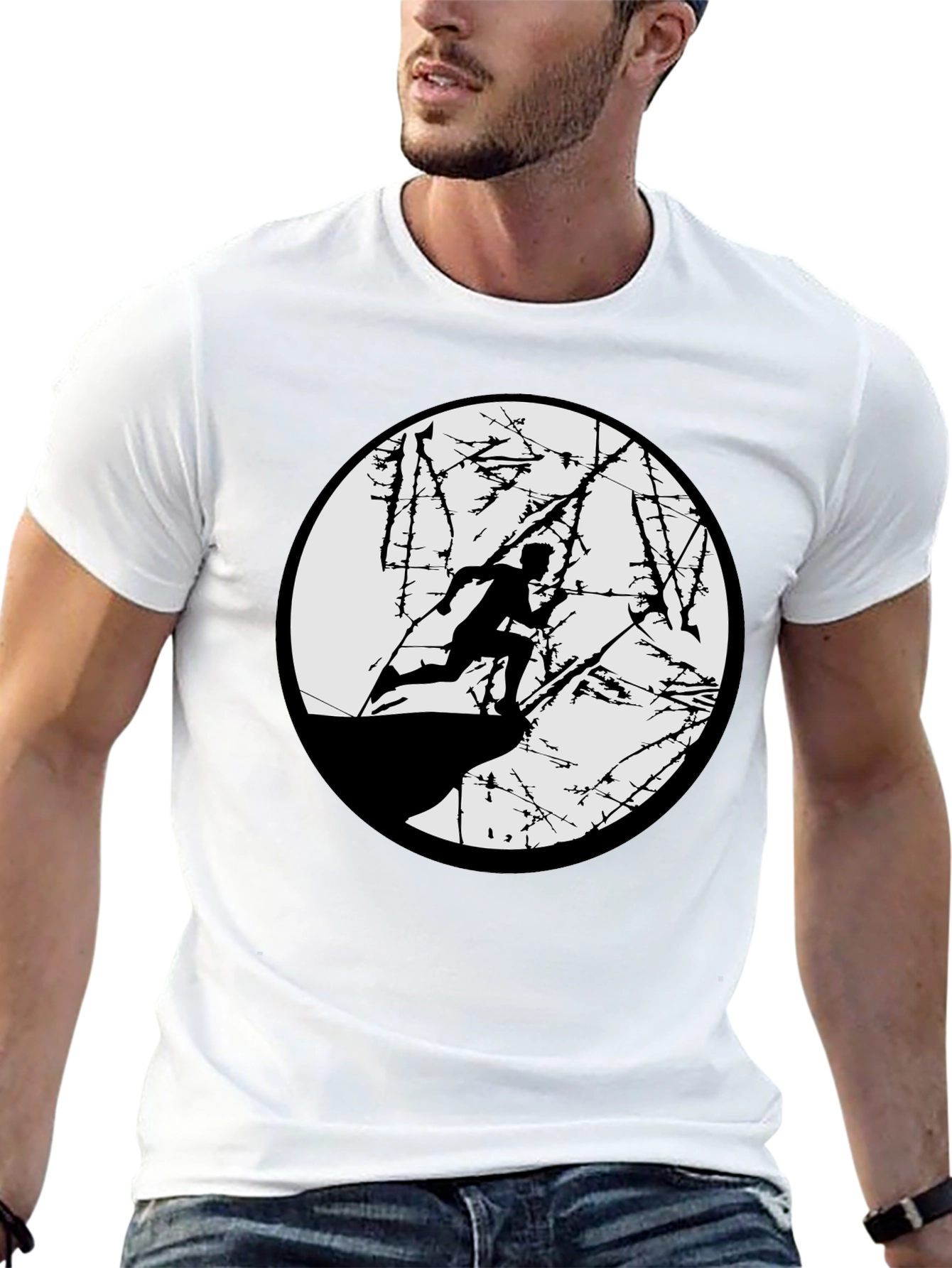 Black T-Shirt with Running Silhouette Graphic