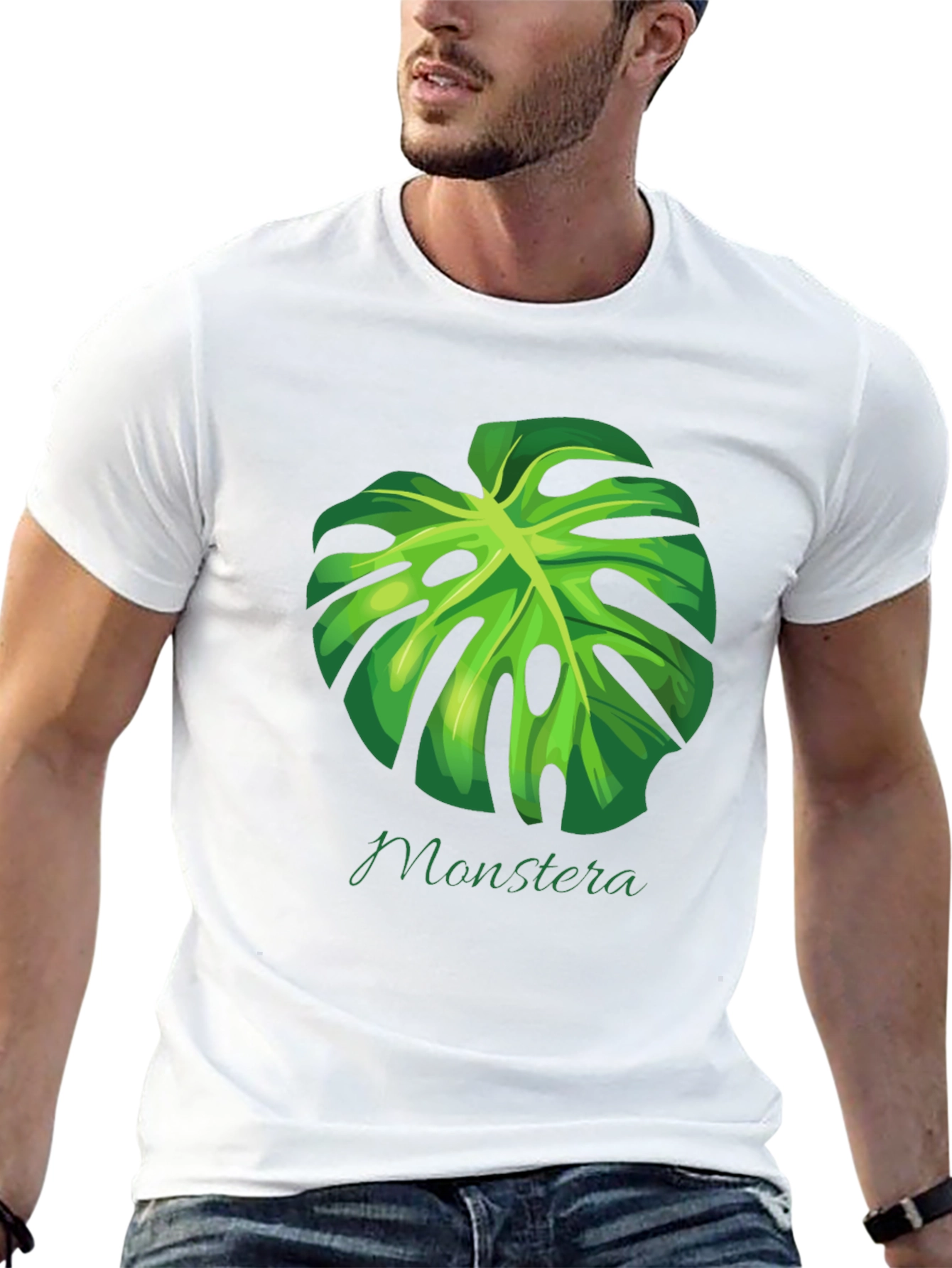 Monstera Leaf Graphic Black T-Shirt