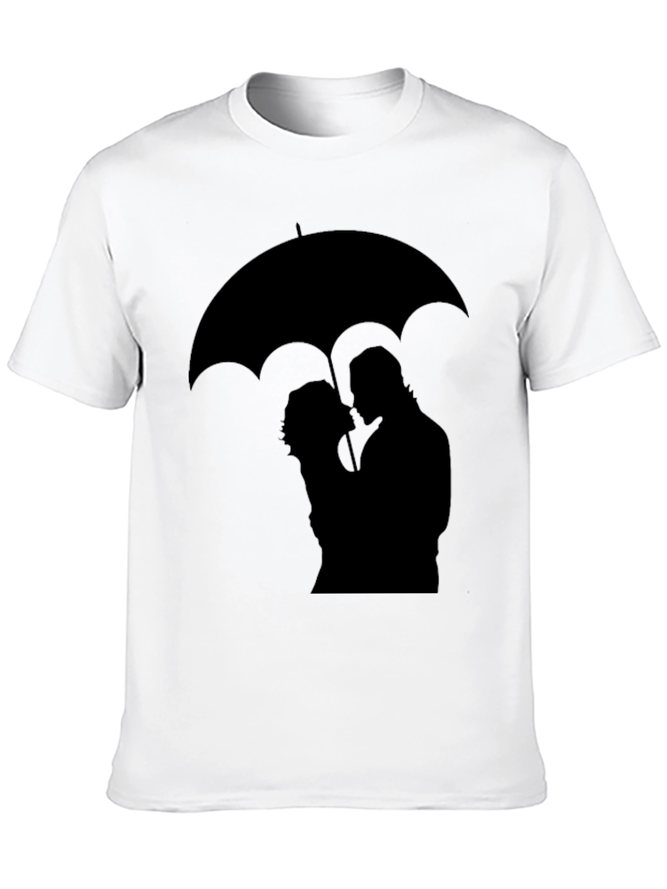 Romantic Umbrella Silhouette Graphic Tee - Black
