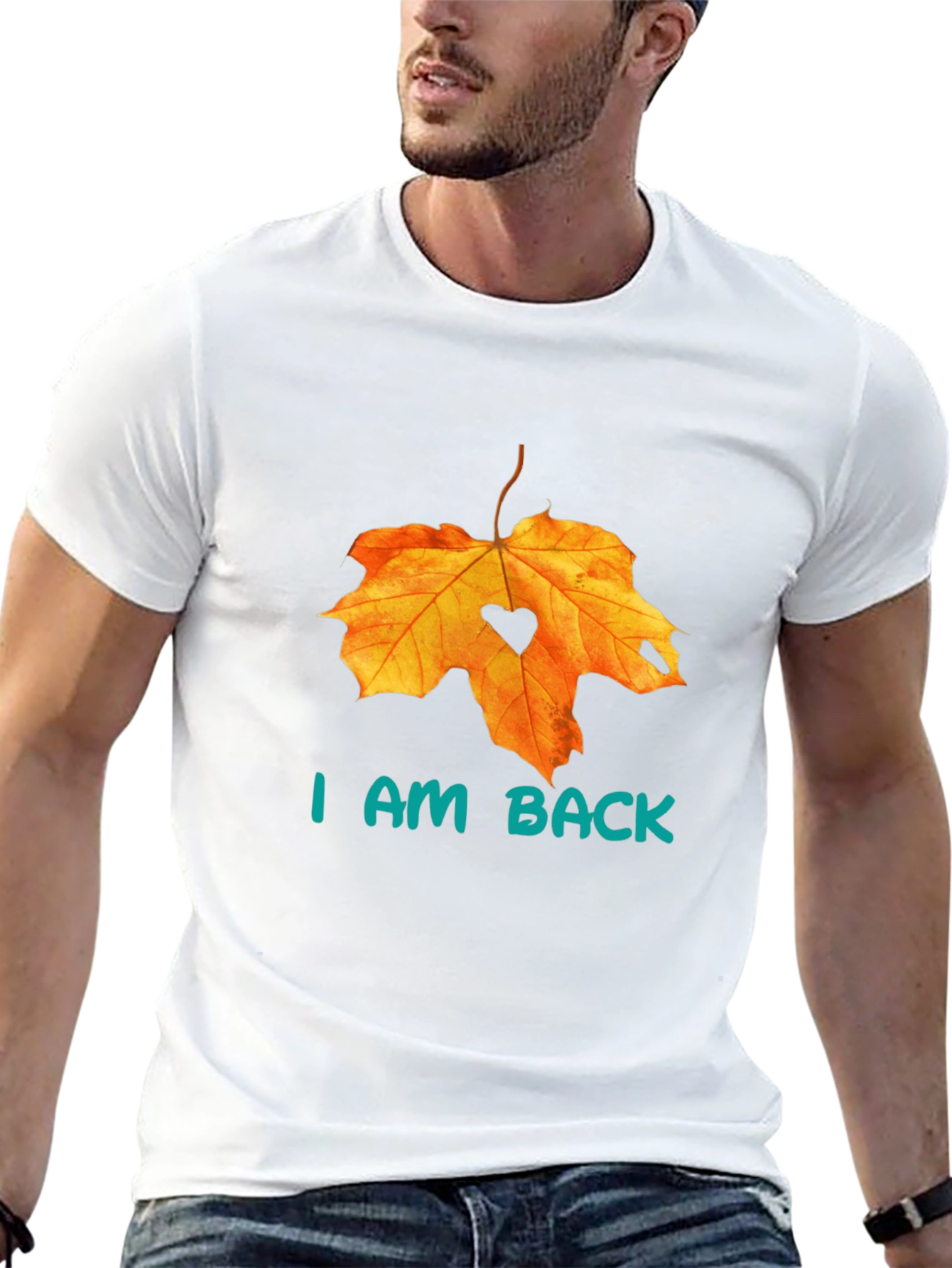 Autumn Leaf Heart Tee - I Am Back