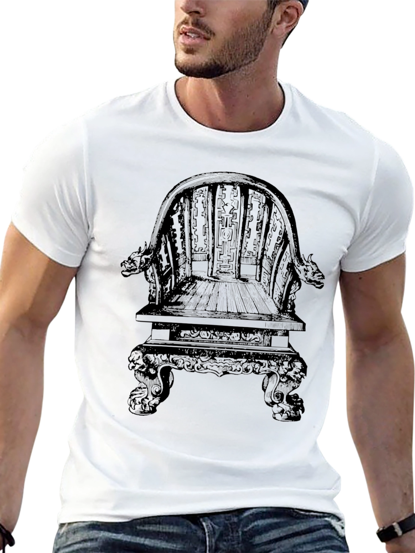 Intricate Throne Design Black T-Shirt