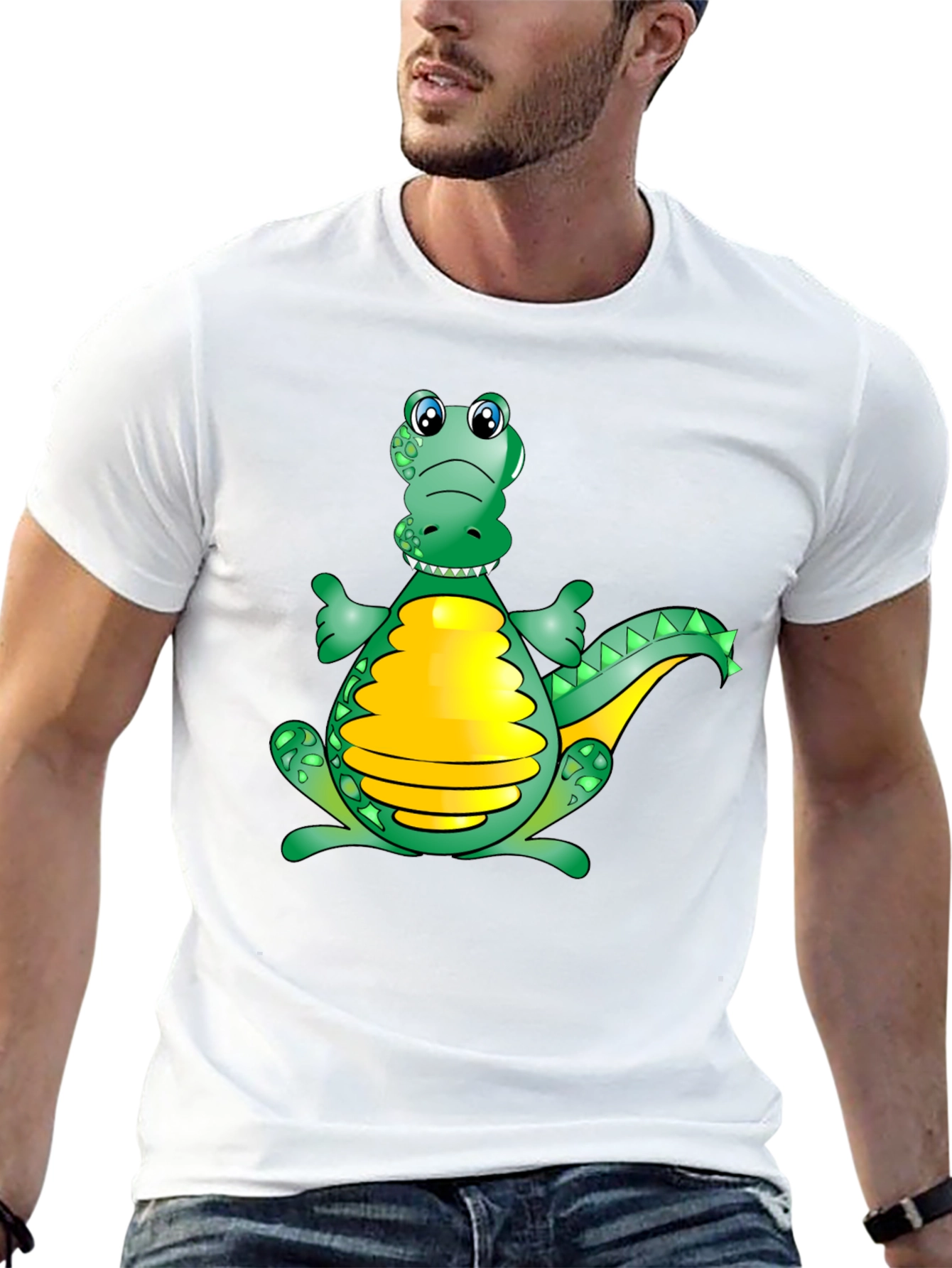 Cartoon Alligator Graphic Tee - Fun Black T-Shirt